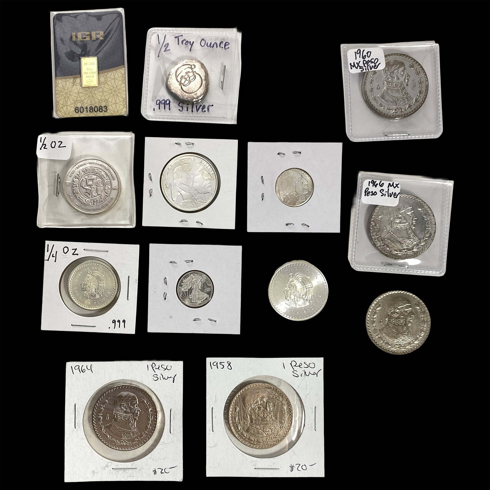 Various Dates Mixed Silver Coins w/.5g Gold Bar (1 of 2)
