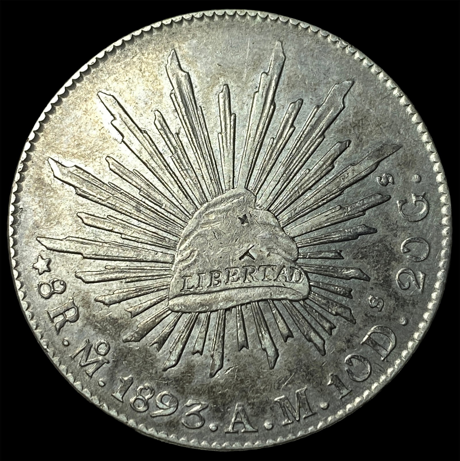 1893-Mo AM Mexico Silver 8 Reales CHOICE AU: 1893-Mo AM Mexico Silver 8 Reales CHOICE AU