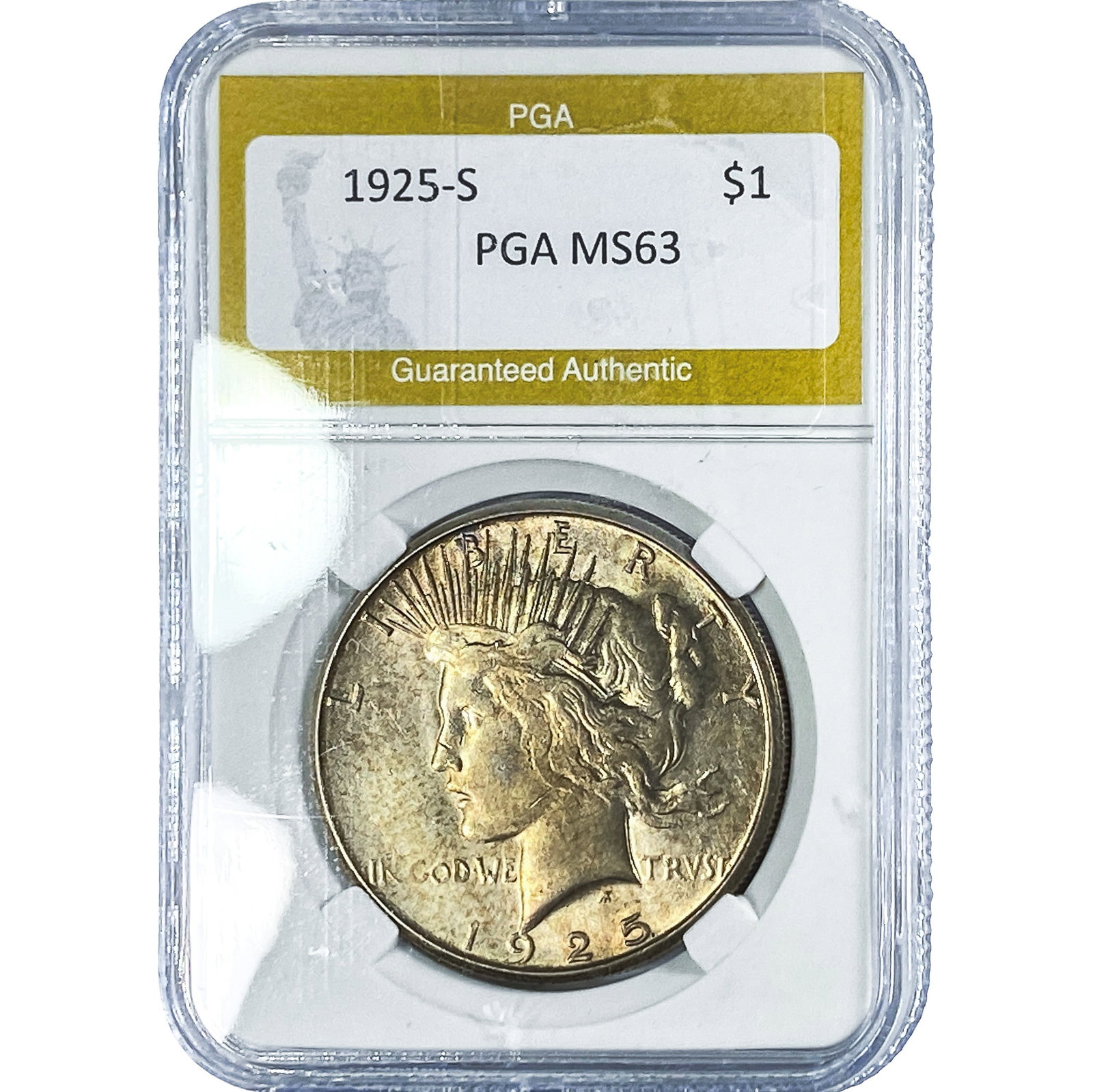 1925-S Silver Peace Dollar PGA MS63: 1925-S Silver Peace Dollar PGA MS63