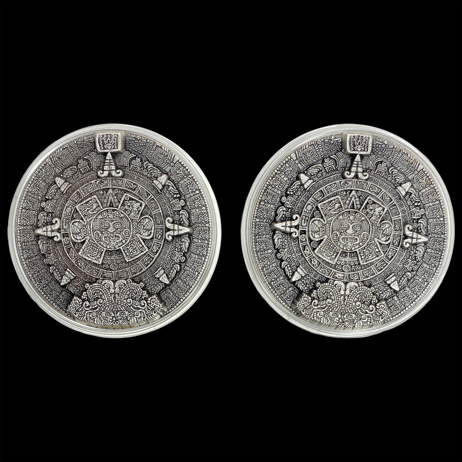 2 Coins 2 oz Aztec Sun Stone Silver (1 of 2)