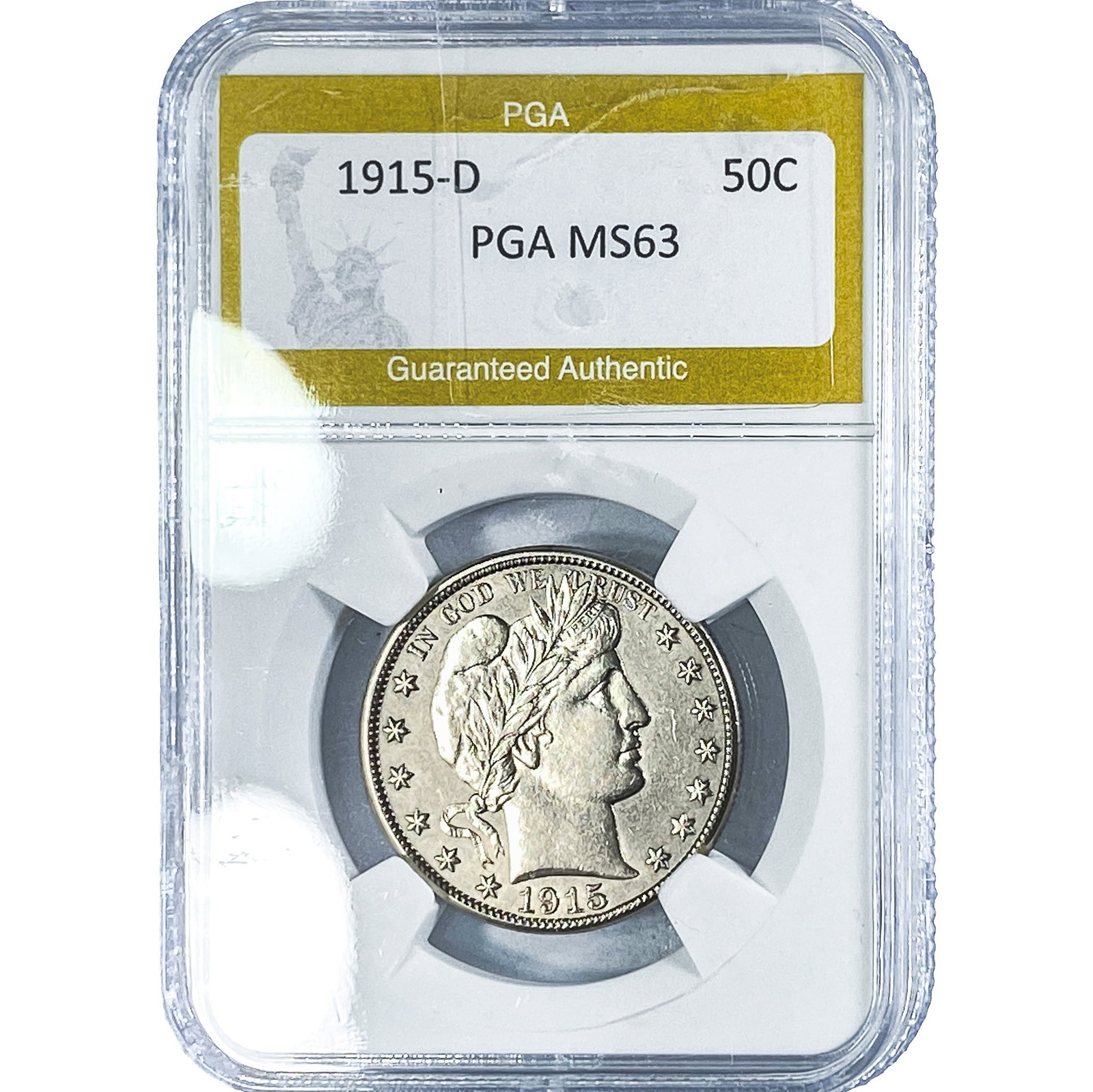 1915-D Barber Half Dollar PGA MS63: 1915-D Barber Half Dollar PGA MS63