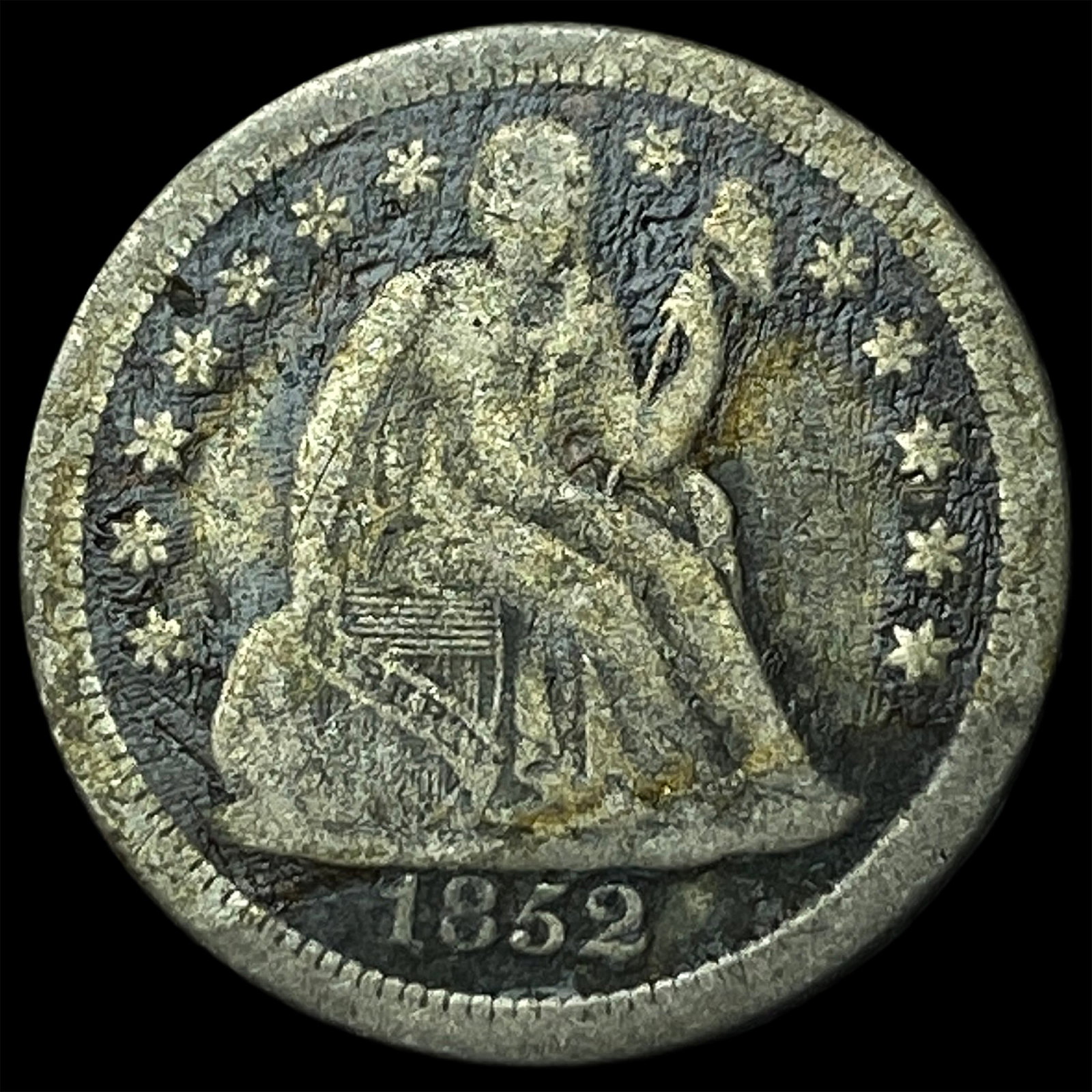 1852-O Silver Seated Liberty Dime NEARLY UNCIRCULATED: 1852-O Silver Seated Liberty Dime NEARLY UNCIRCULATED
