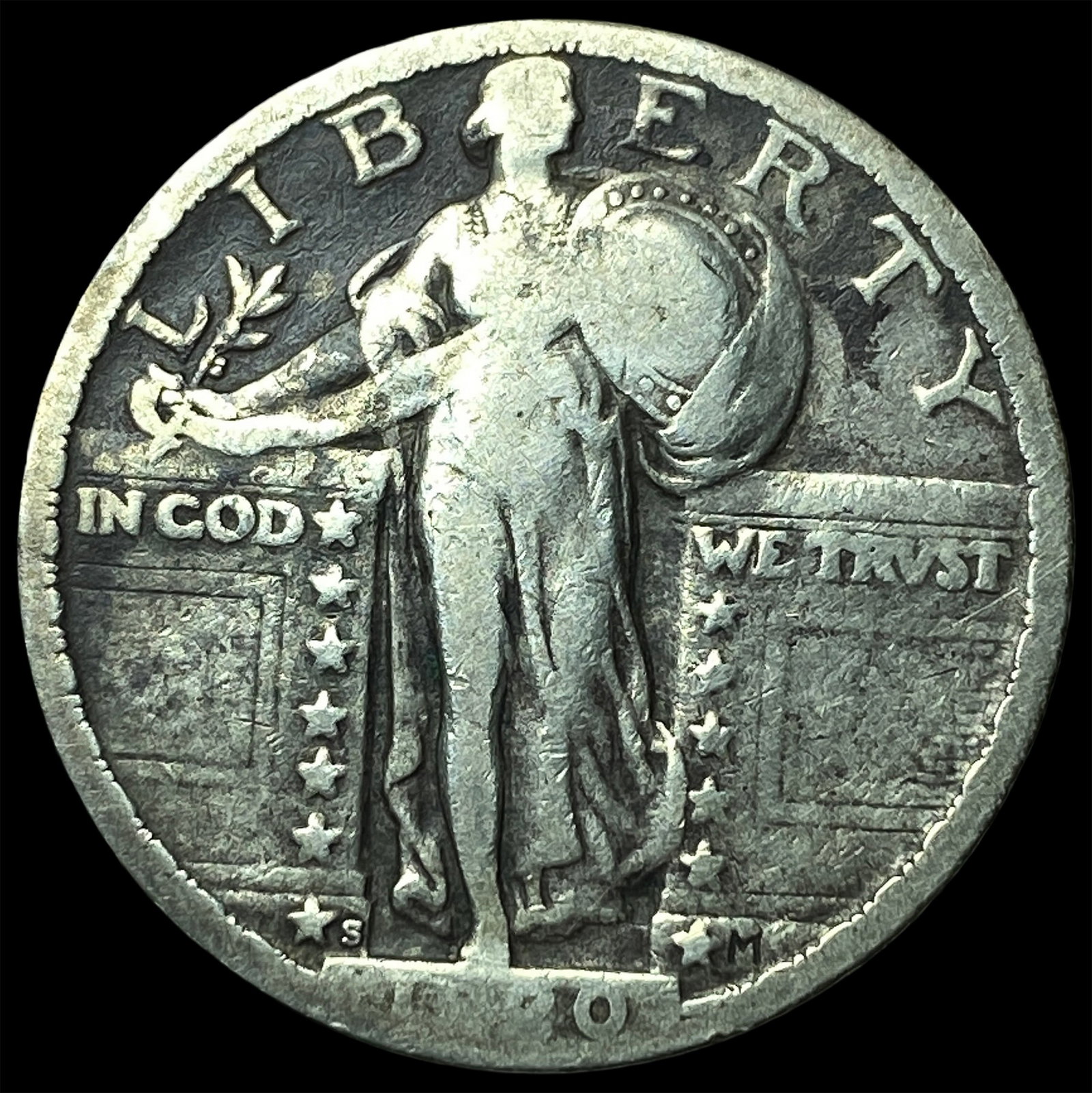 1920-S Silver Standing Liberty Quarter LIGHTLY CIRCULATED: 1920-S Silver Standing Liberty Quarter LIGHTLY CIRCULATED