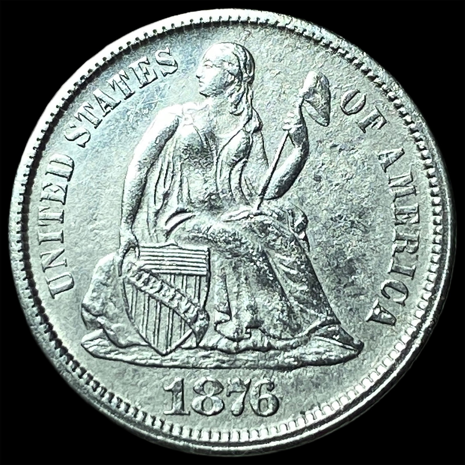 1876-CC Silver Seated Liberty Dime UNCIRCULATED (1 of 2)
