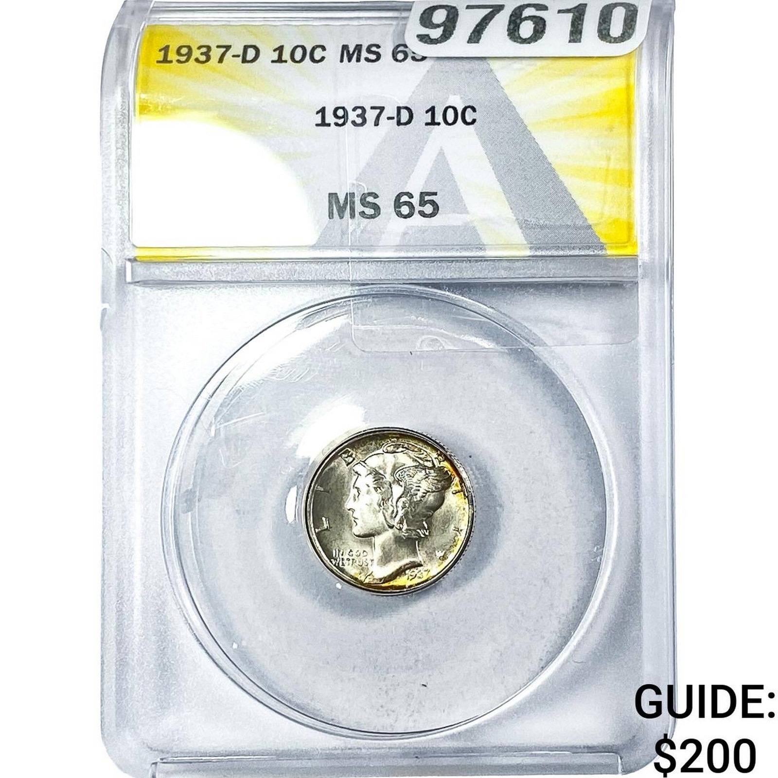 1937-D Mercury Silver Dime ANACS MS65: 1937-D Mercury Silver Dime ANACS MS65
