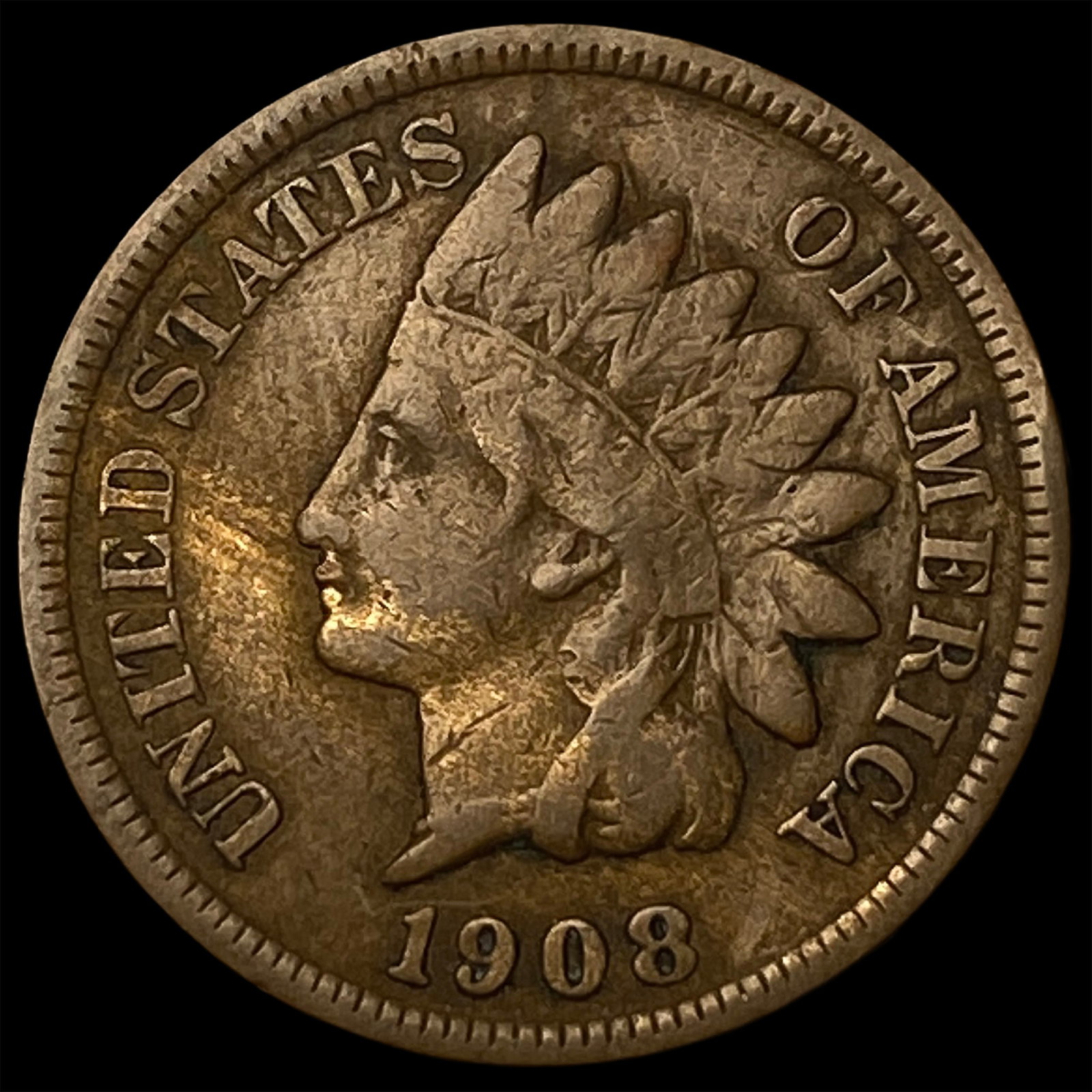 1908-S Indian Head Cent CLOSELY UNCIRCULATED (1 of 2)