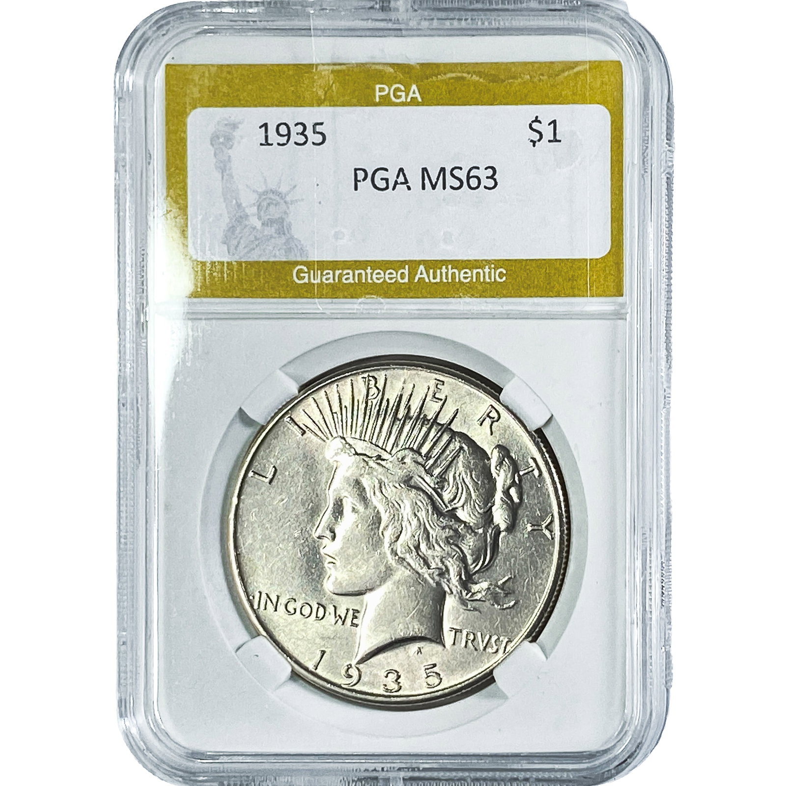 1935 Silver Peace Dollar PGA MS63: 1935 Silver Peace Dollar PGA MS63