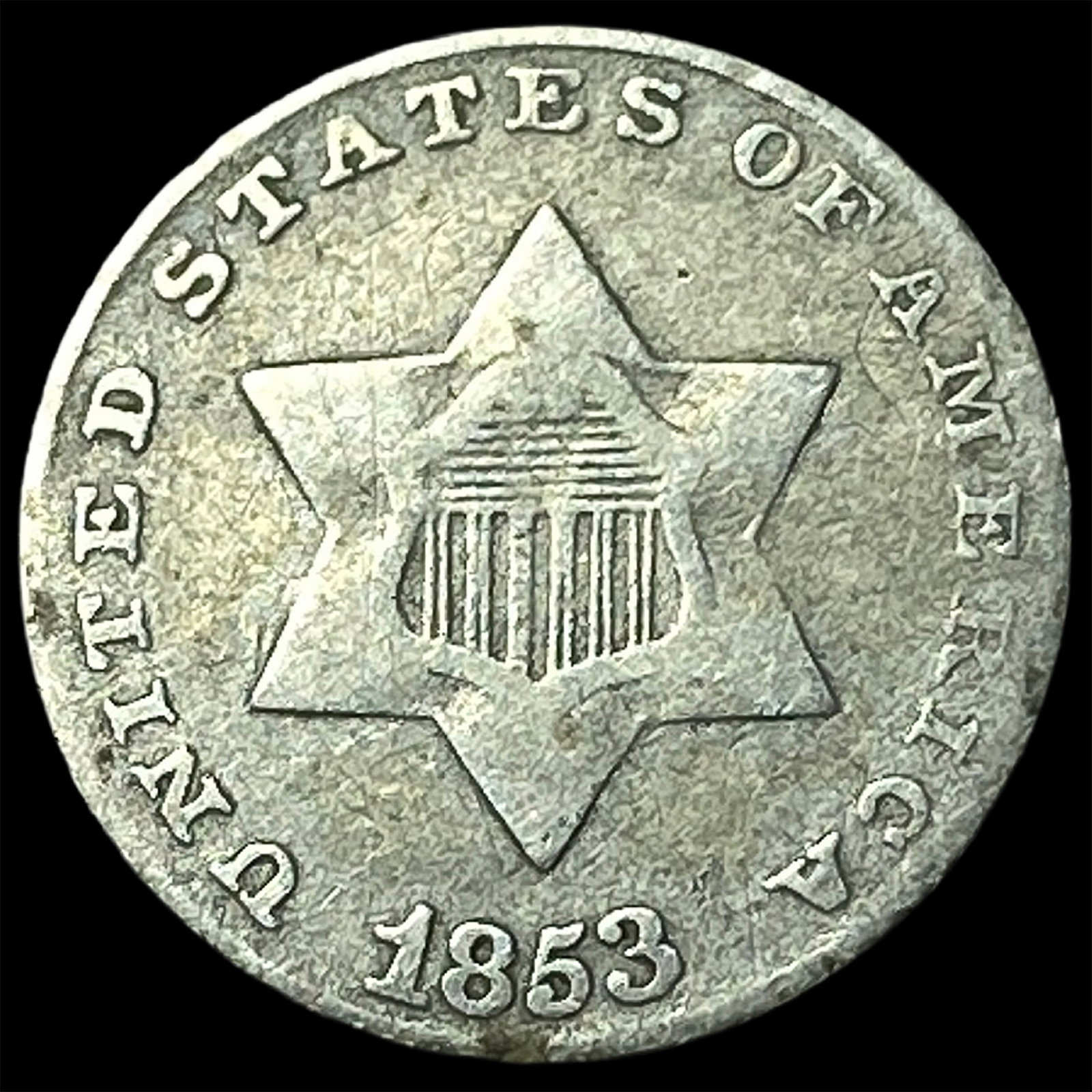 1853 Silver Three-Cent Piece LIGHTLY CIRCULATED: 1853 Silver Three-Cent Piece LIGHTLY CIRCULATED