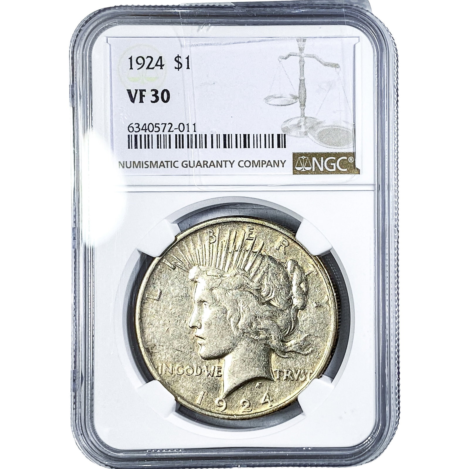 1924 Silver Peace Dollar NGC VF30: 1924 Silver Peace Dollar NGC VF30