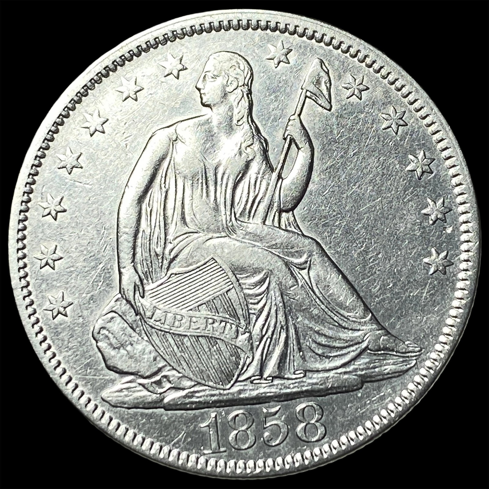 1858 Seated Liberty Half Dollar CHOICE AU (1 of 2)