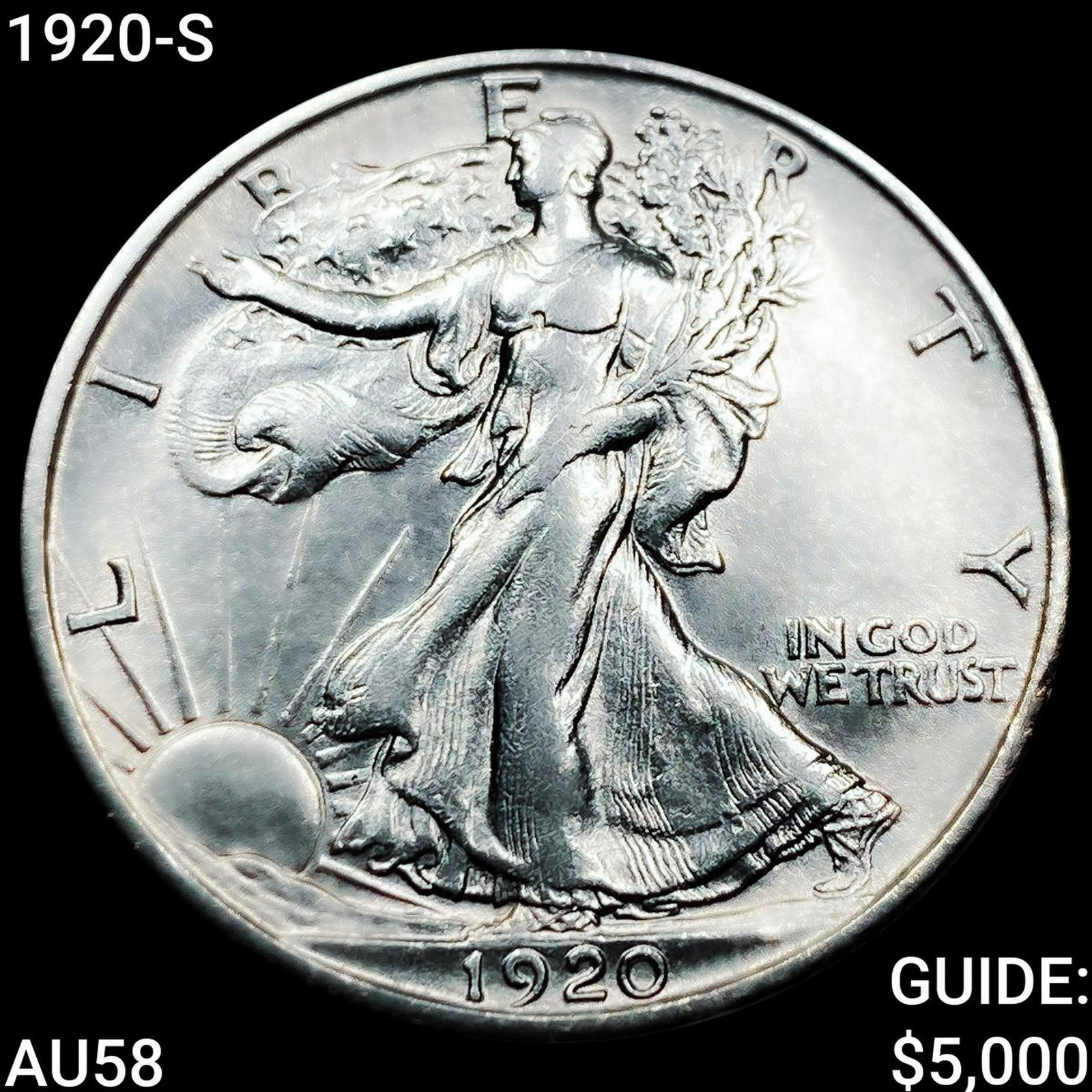 1920-S Walking Liberty Half Dollar CHOICE AU: 1920-S Walking Liberty Half Dollar CHOICE AU