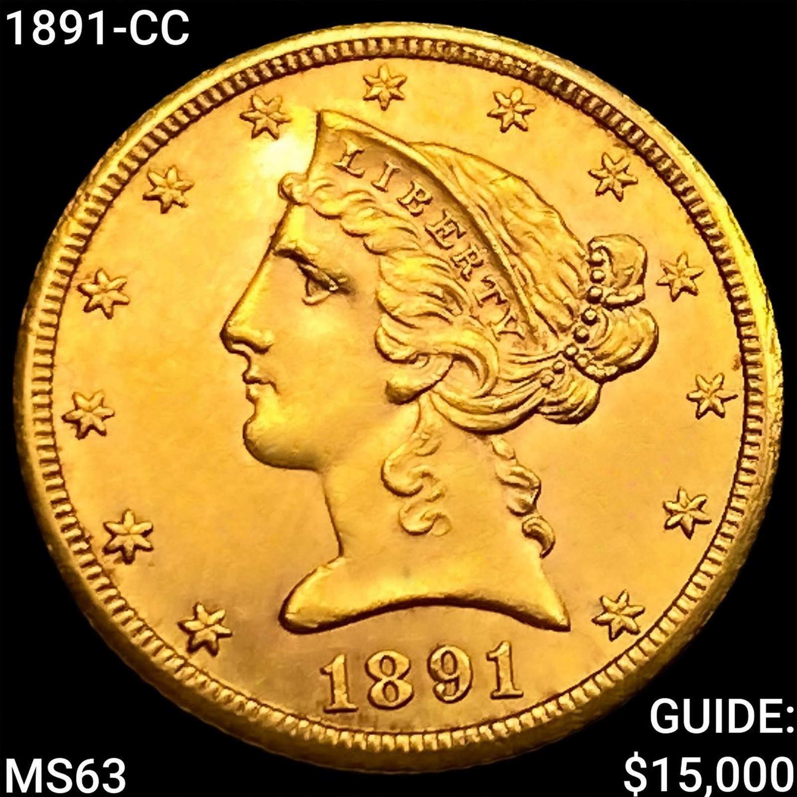 1891-CC $5 Gold Half Eagle CHOICE BU (1 of 2)