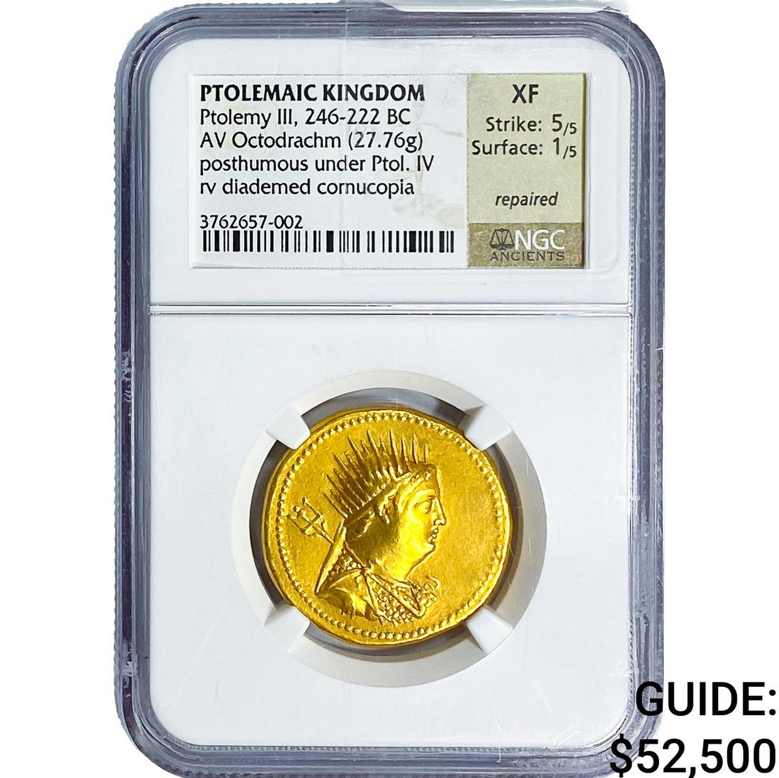 Ptolemaic Ptolemy III, 246-222 BC Gold Octodrachm NGC XF (1 of 2)