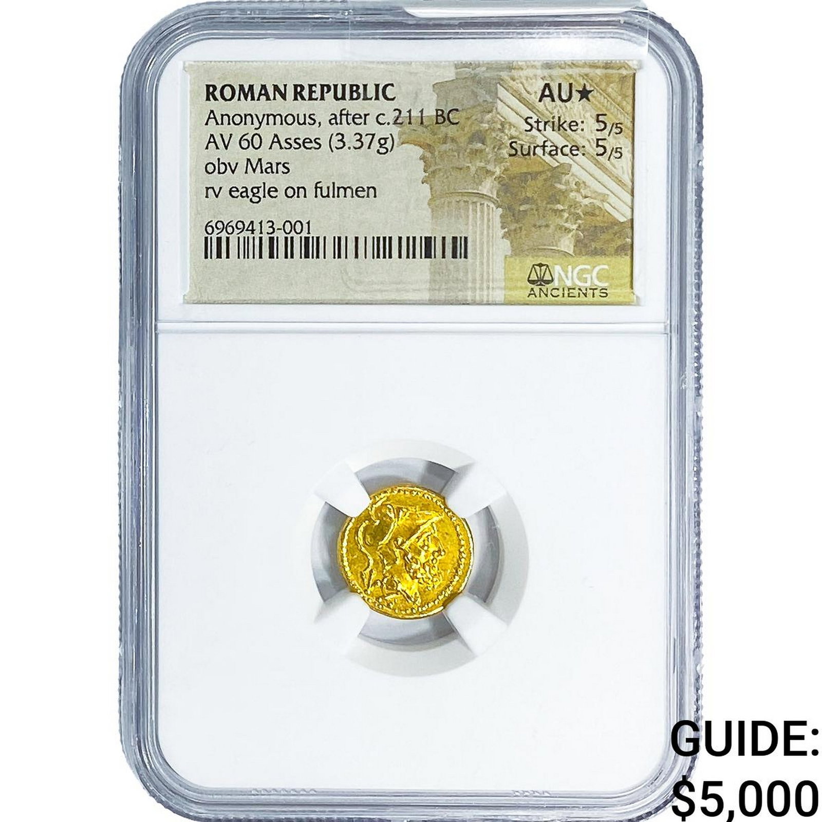 Roman Anonymous, after c.211 BC Gold 60 Asses NGC AU* (1 of 2)