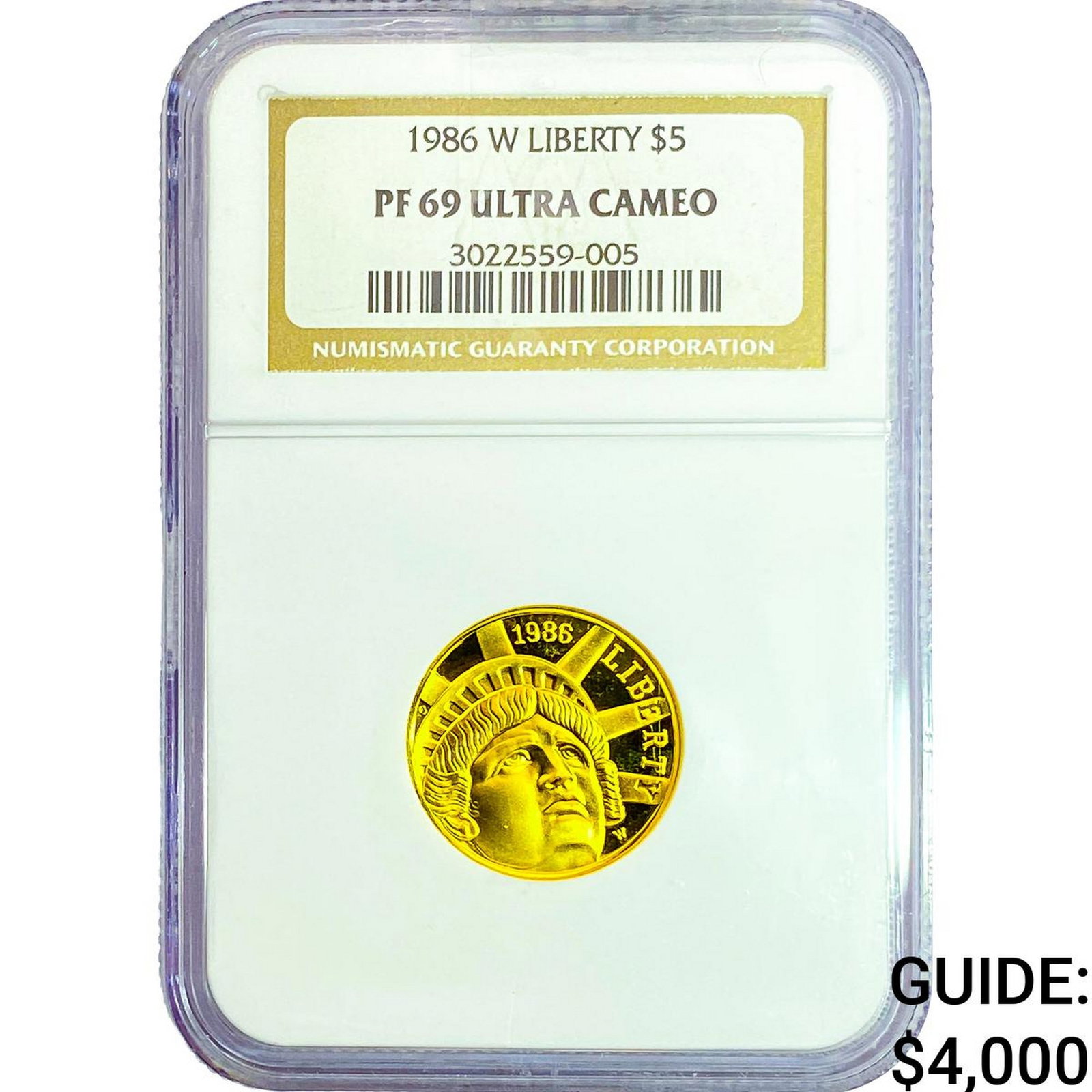 1986-W 1/4oz Gold Liberty $5 NGC PF69 Ultra Cameo: 1986-W 1/4oz Gold Liberty $5 NGC PF69 Ultra Cameo