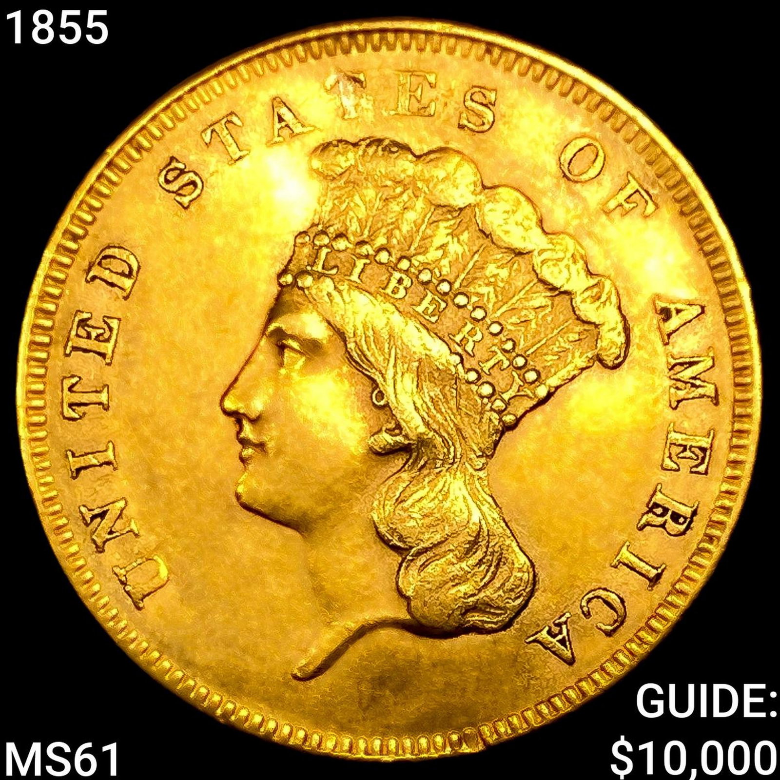 1855 $3 Gold Piece (1 of 2)