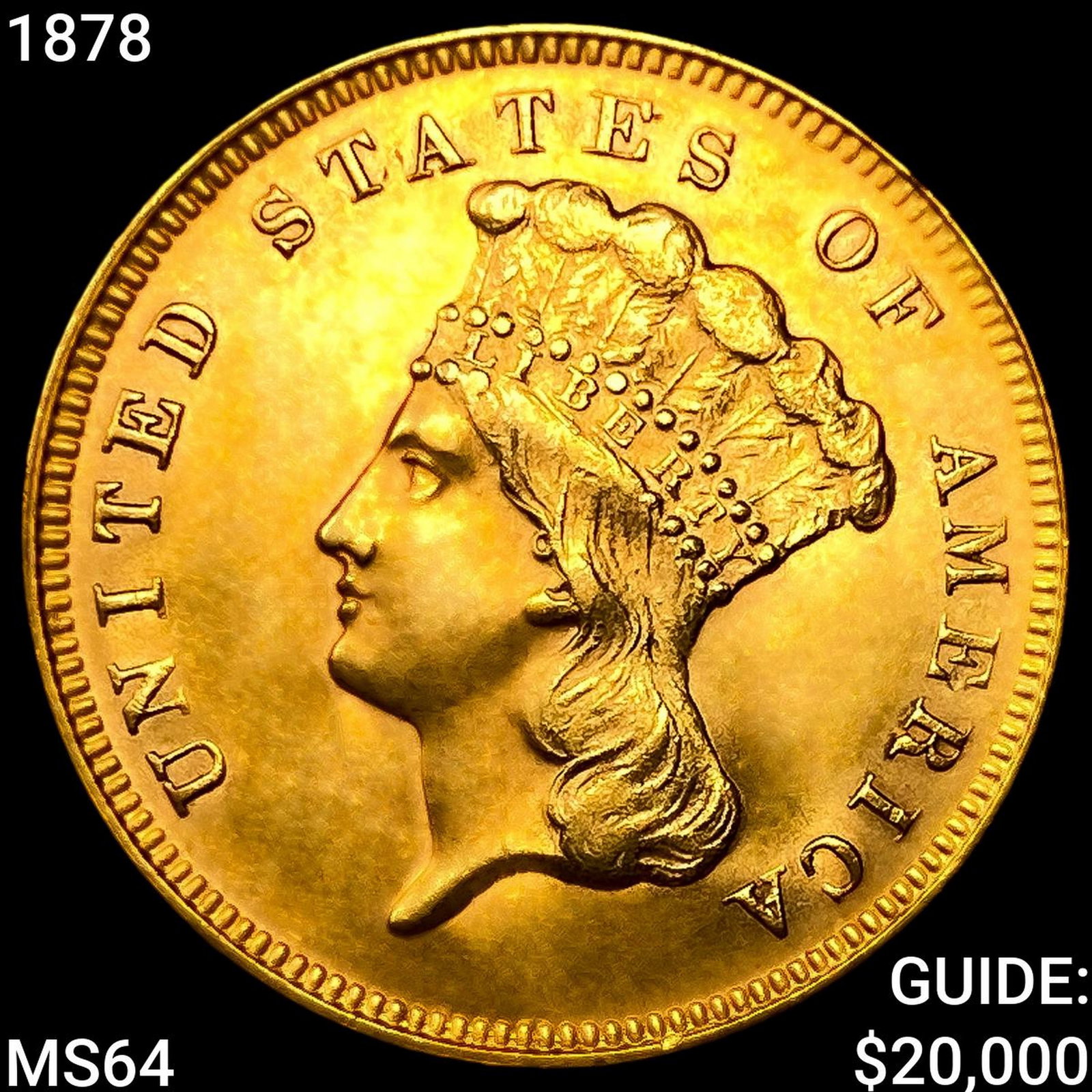 1878 $3 Gold Piece CHOICE BU (1 of 2)