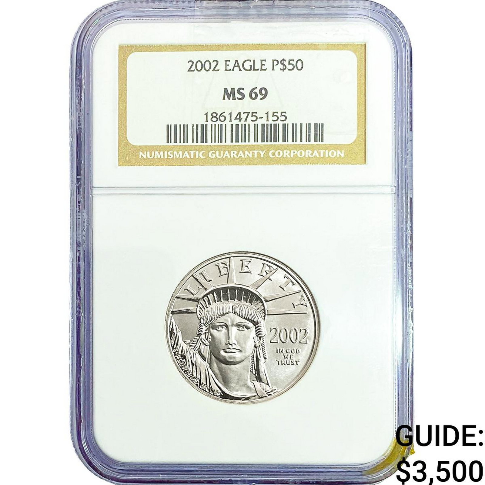 2002 1/2oz Platinum Eagle $50 NGC MS69: 2002 1/2oz Platinum Eagle $50 NGC MS69