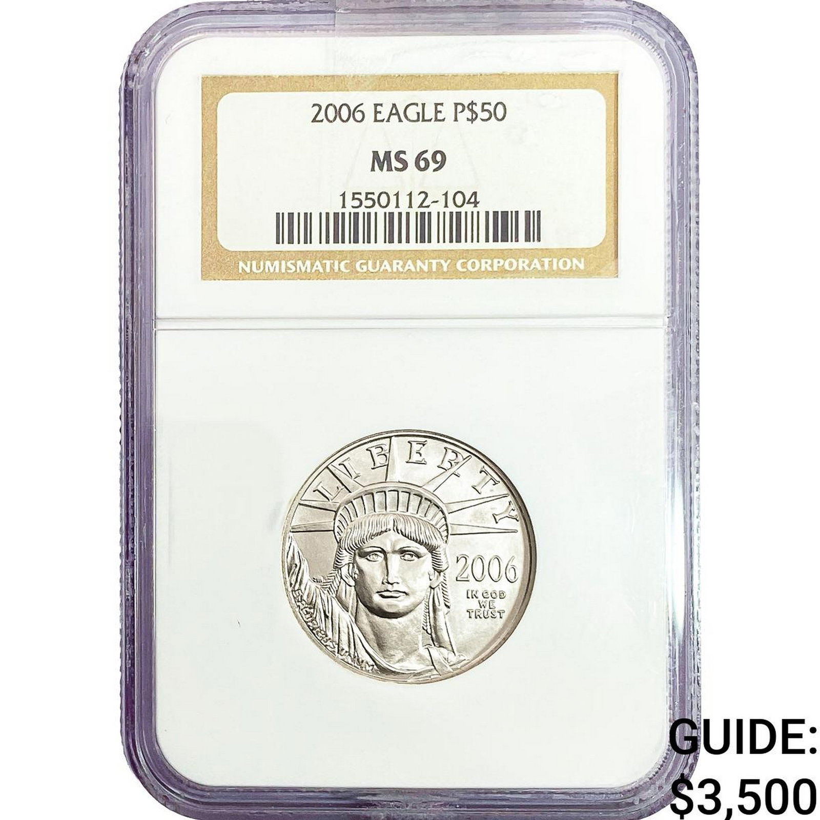 2006 1/2oz Platinum Eagle $50 NGC MS69: 2006 1/2oz Platinum Eagle $50 NGC MS69