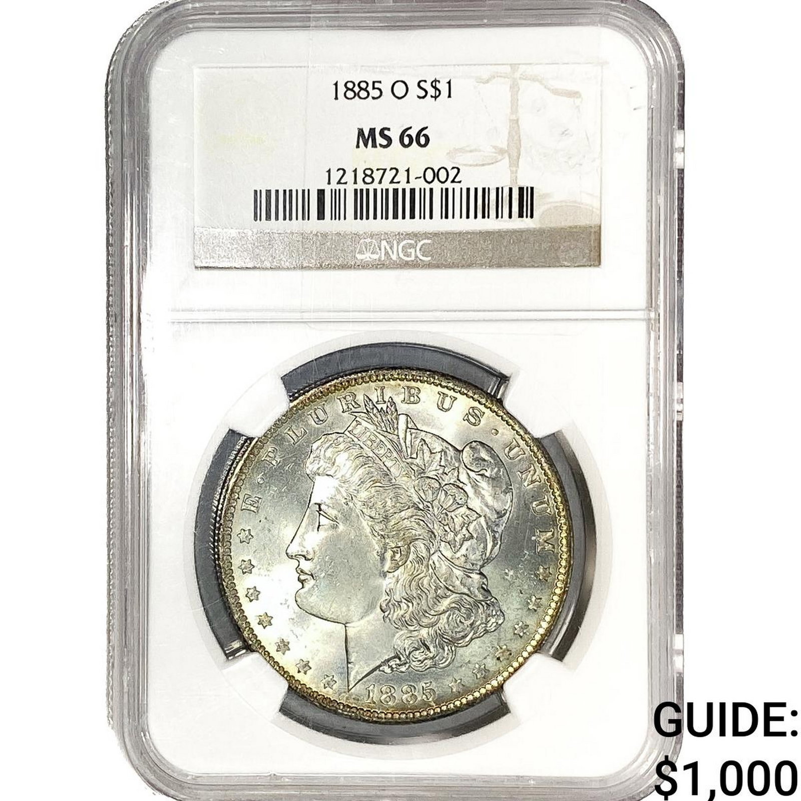 1885-O Morgan Silver Dollar NGC MS66: 1885-O Morgan Silver Dollar NGC MS66