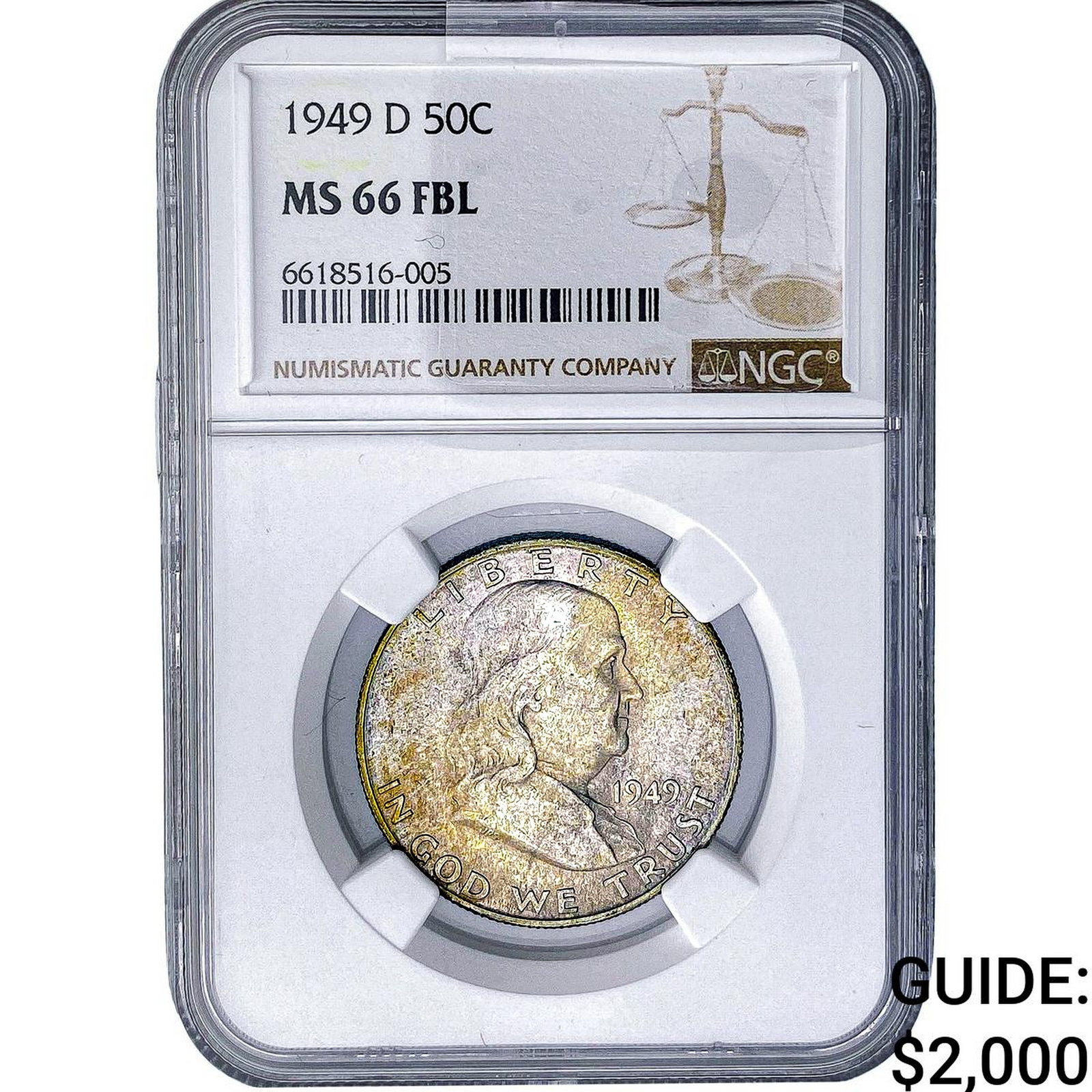 1949-D Franklin Half Dollar NGC MS66 FBL (1 of 2)