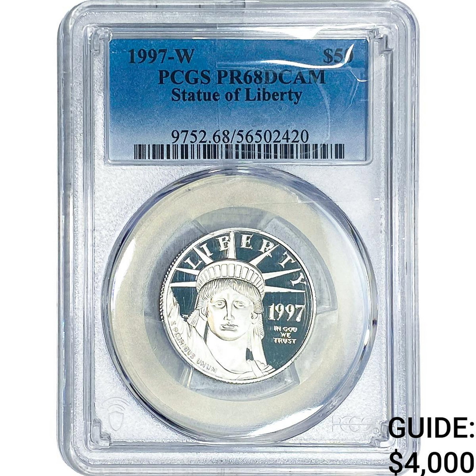 1997-W $50 Statue of Liberty Platinum 1/2oz PCGS PR68 DCAM: 1997-W $50 Statue of Liberty Platinum 1/2oz PCGS PR68 DCAM