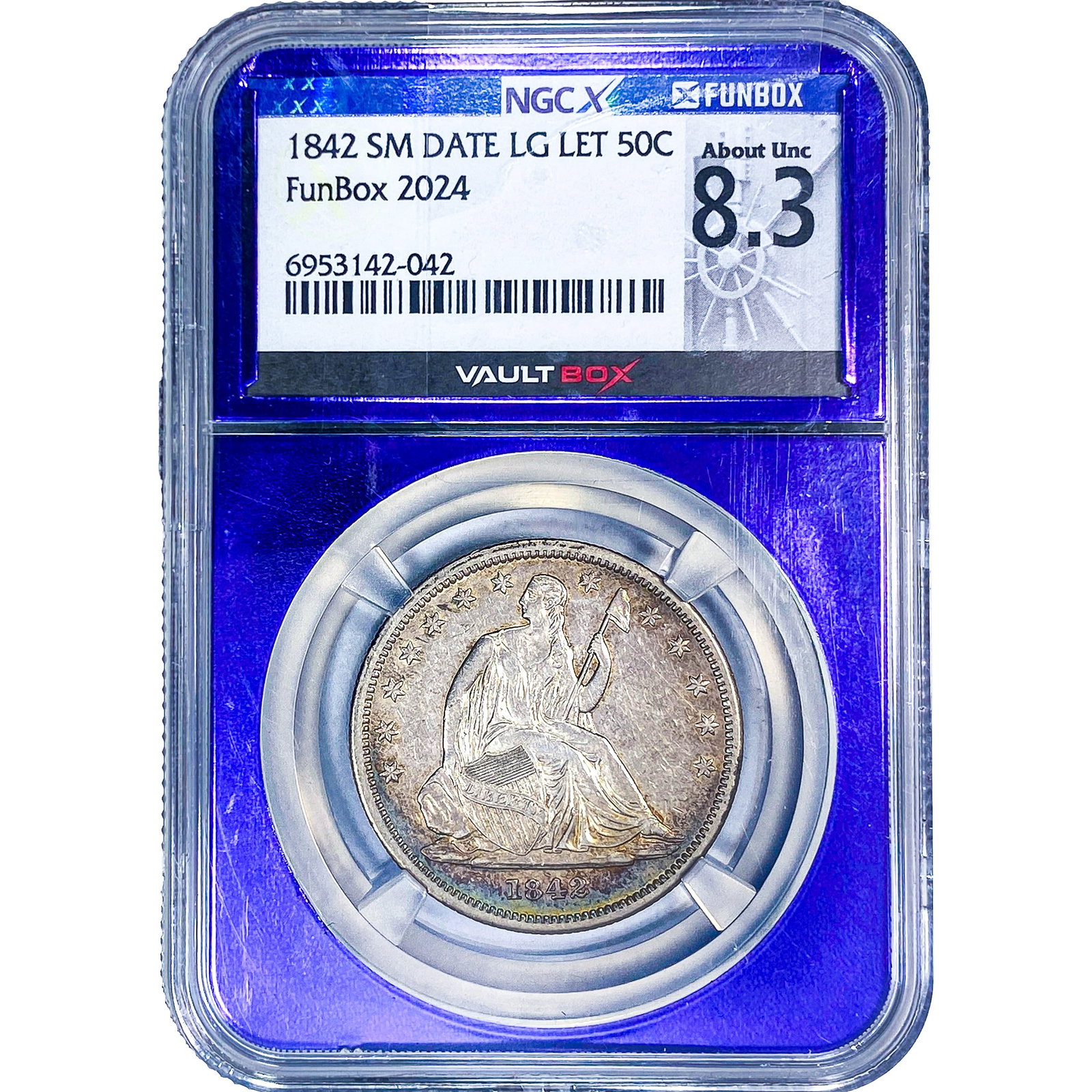 1824 Seated Liberty Half Dollar NGC AU8.3 FunBox 2024: 1824 Seated Liberty Half Dollar NGC AU8.3 FunBox 2024