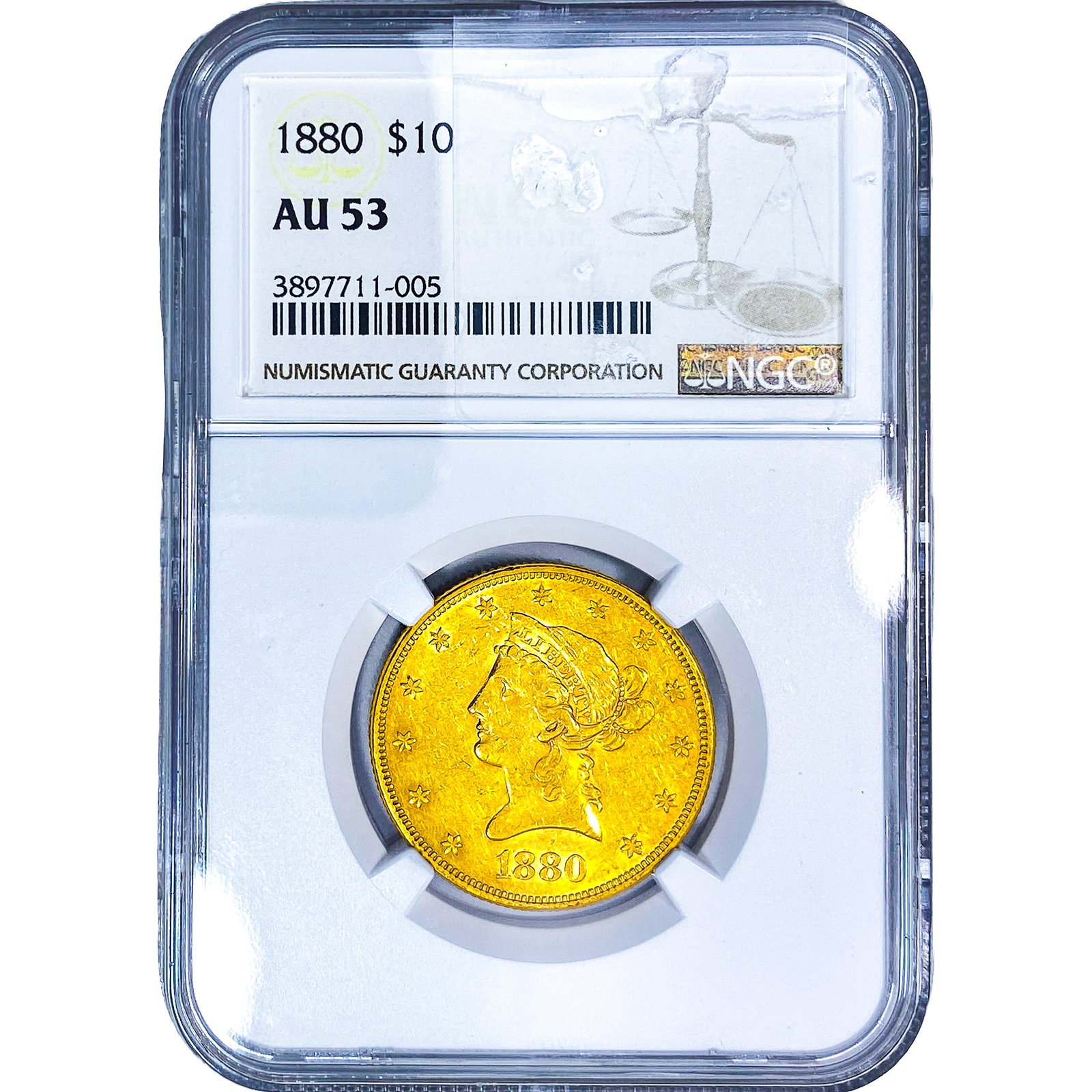 1880 $10 Gold Eagle NGC AU53: 1880 $10 Gold Eagle NGC AU53