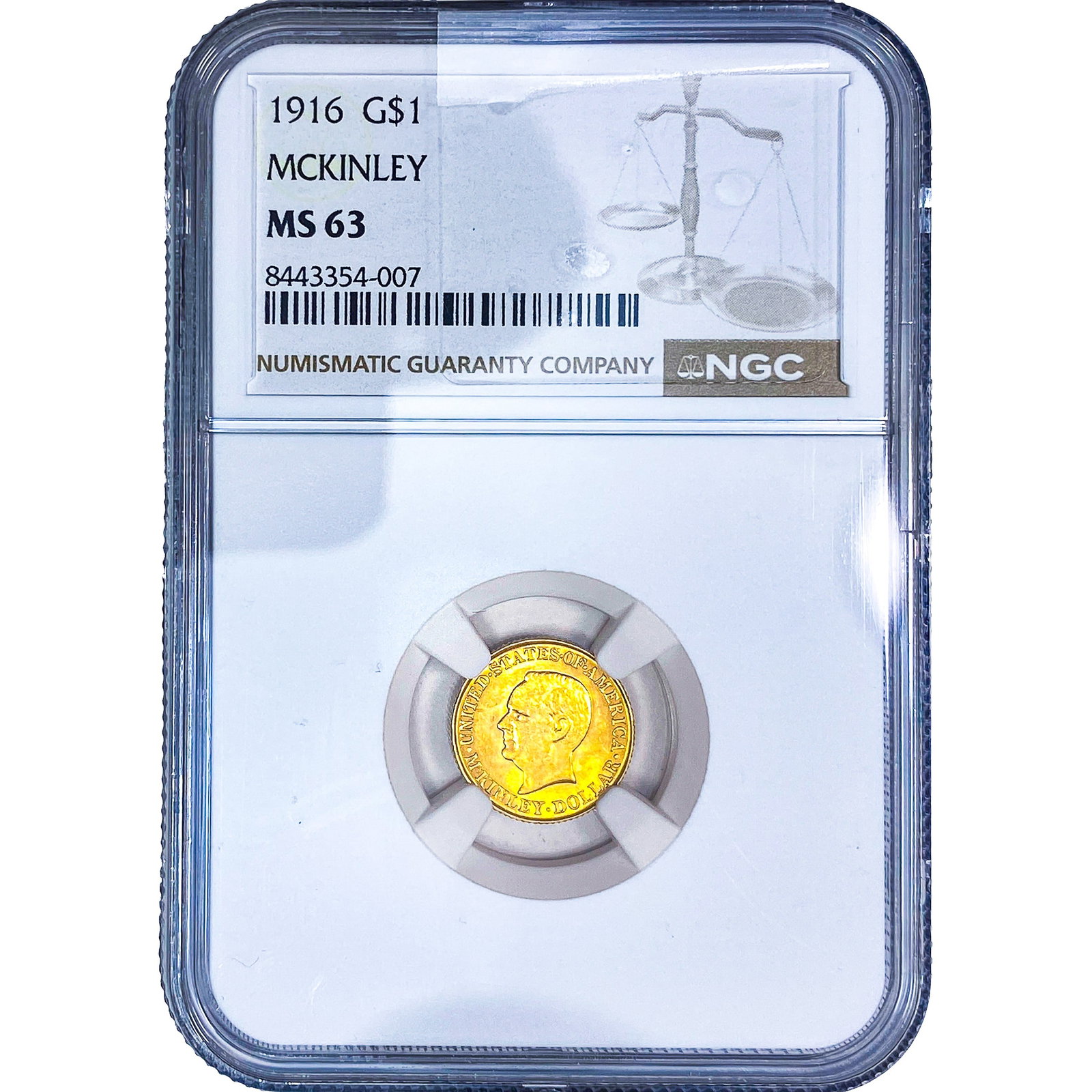 1916 McKinley Dollar NGC MS63: 1916 McKinley Dollar NGC MS63