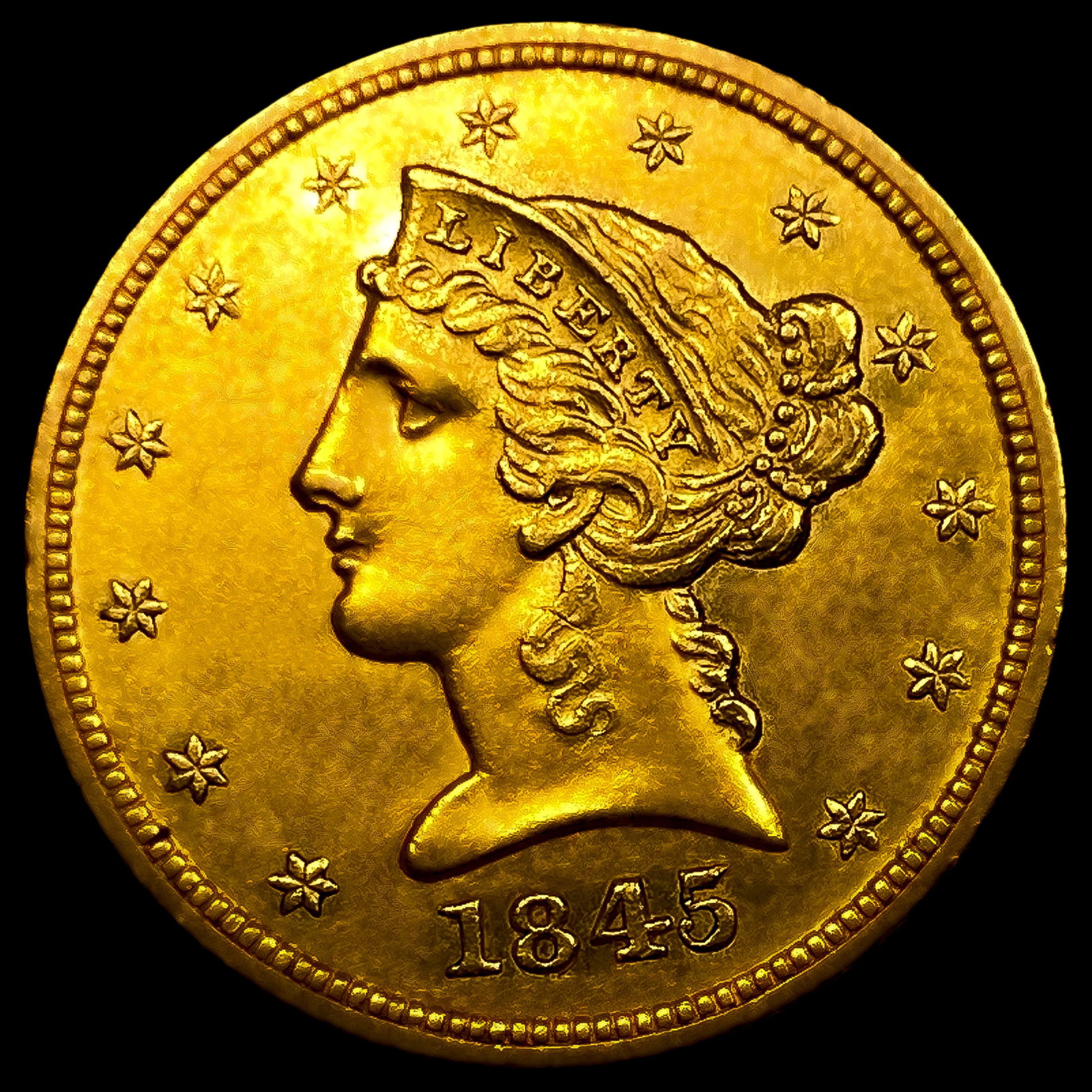 1845 $5 Gold Half Eagle (1 of 2)