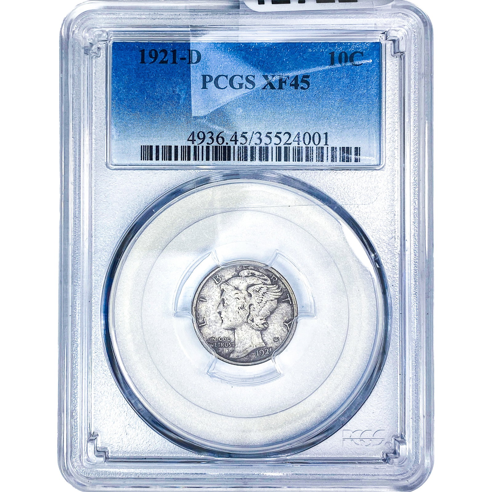 1921-D Mercury Silver Dime PCGS XF45 (1 of 4)