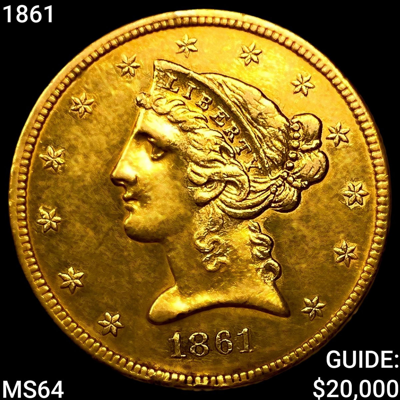 1861 $5 Gold Half Eagle (1 of 2)