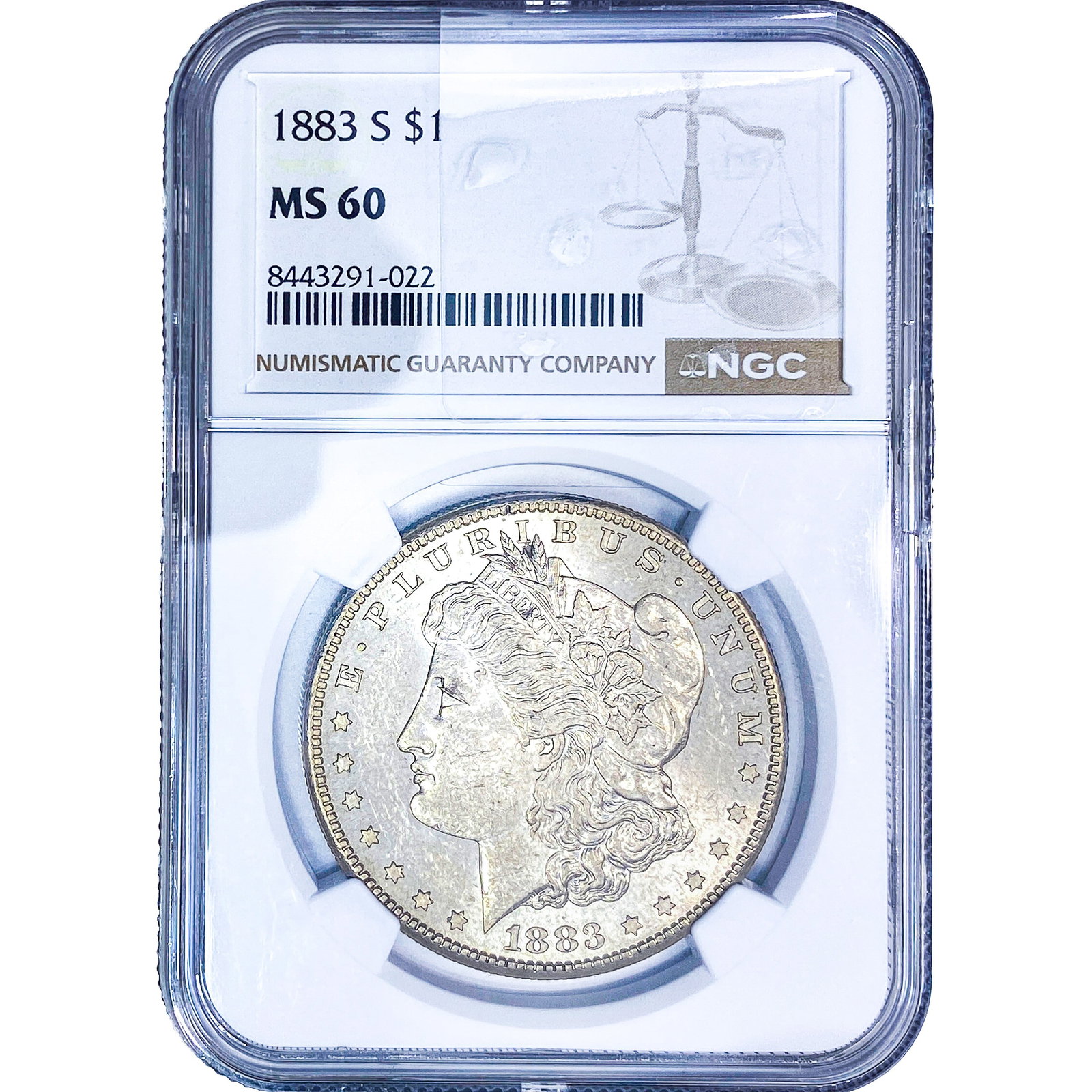 1883-S Morgan Silver Dollar NGC MS60: 1883-S Morgan Silver Dollar NGC MS60