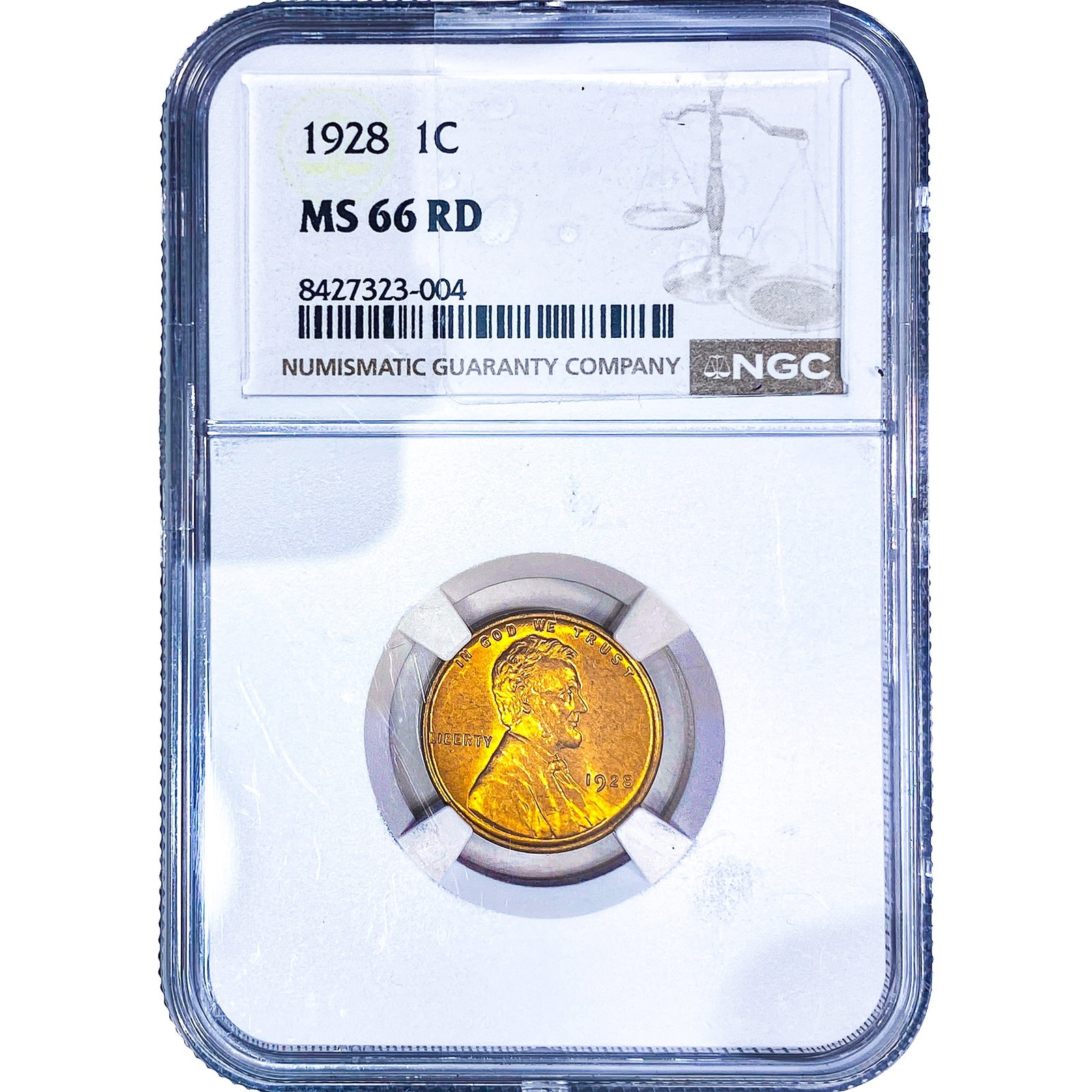 1928 Wheat Cent NGC MS66 RD: 1928 Wheat Cent NGC MS66 RD