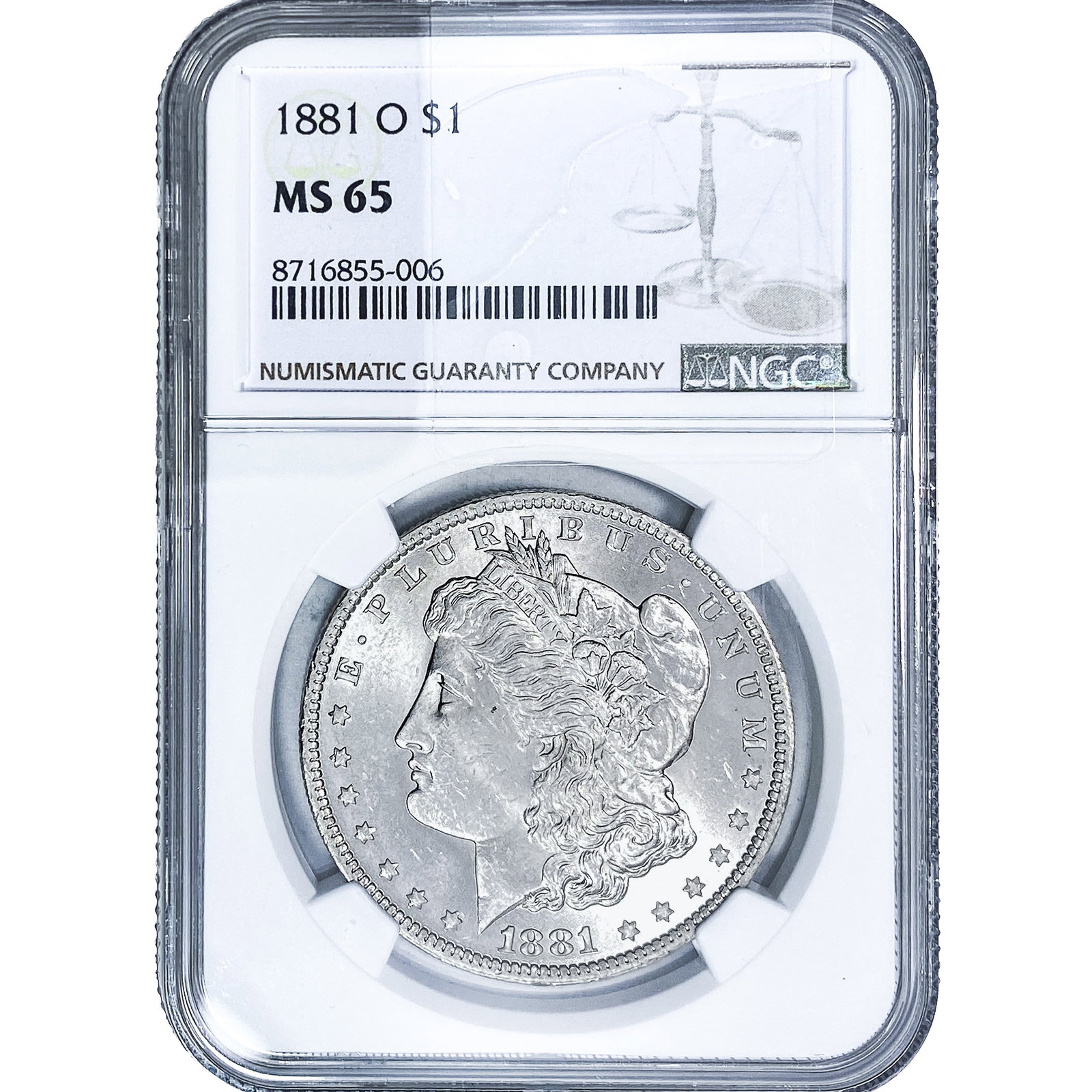 1881-O Morgan Silver Dollar NGC MS65: 1881-O Morgan Silver Dollar NGC MS65