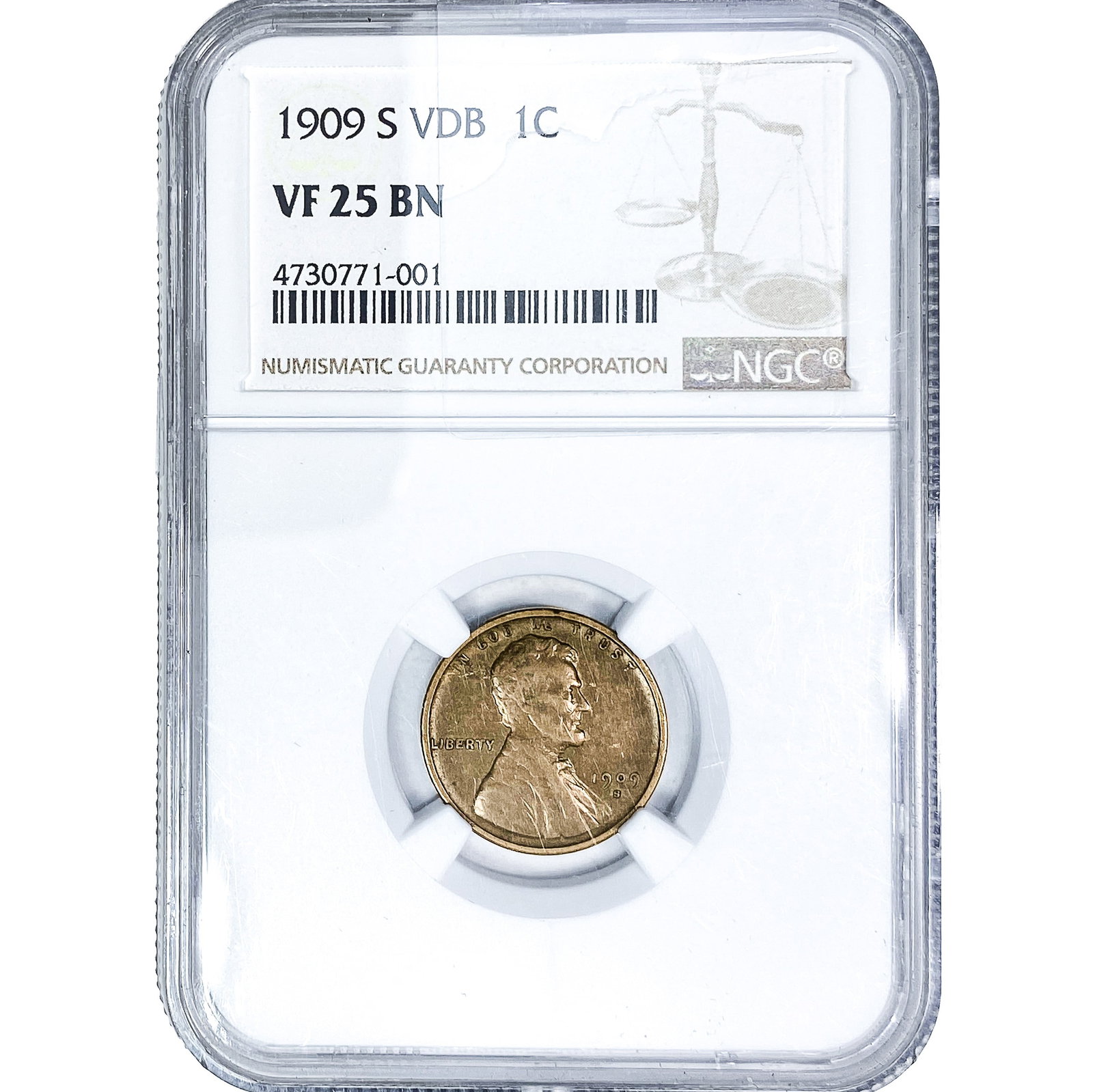1909-S Wheat Cent NGC VF25 BN VDB: 1909-S Wheat Cent NGC VF25 BN VDB