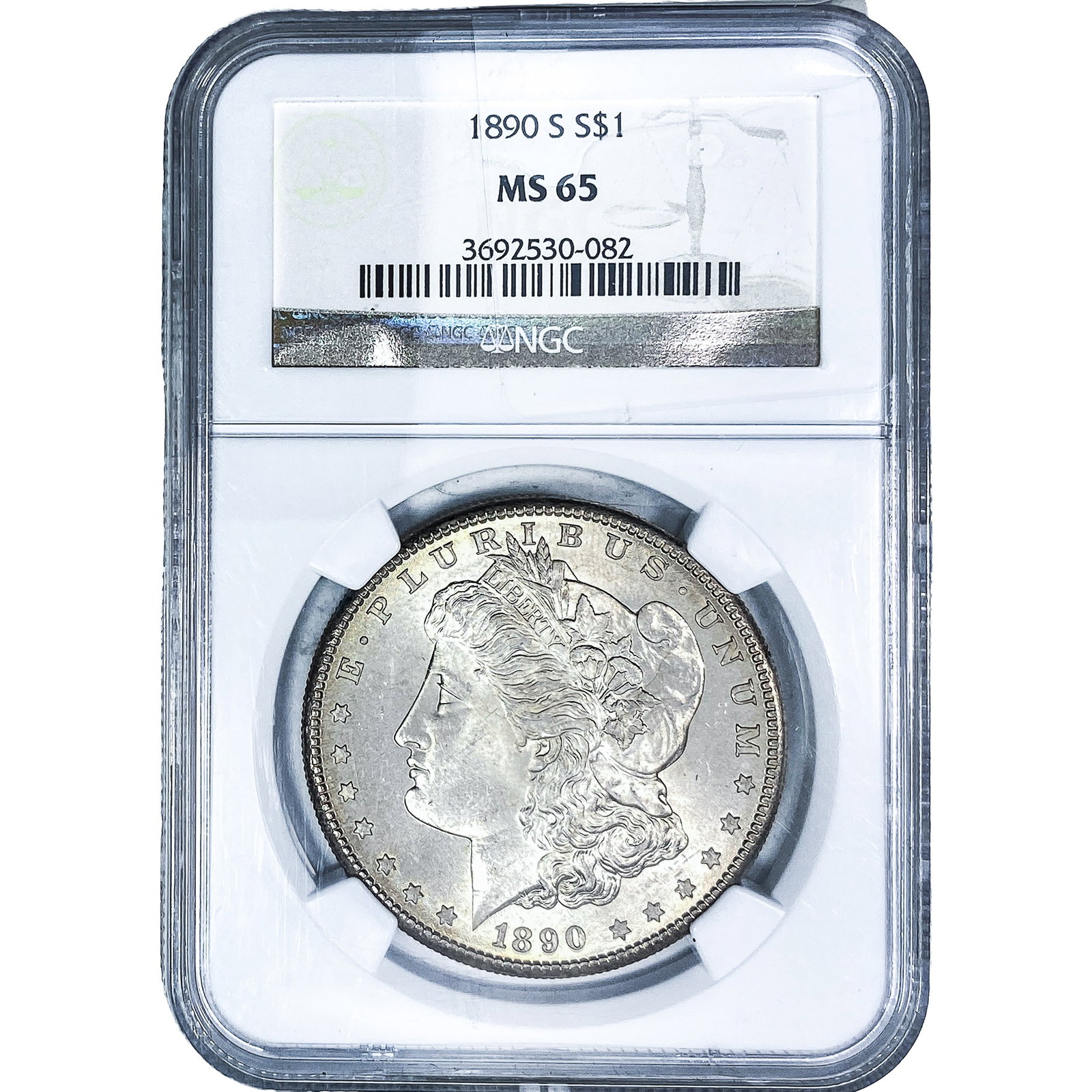 1890-S Morgan Silver Dollar NGC MS65: 1890-S Morgan Silver Dollar NGC MS65