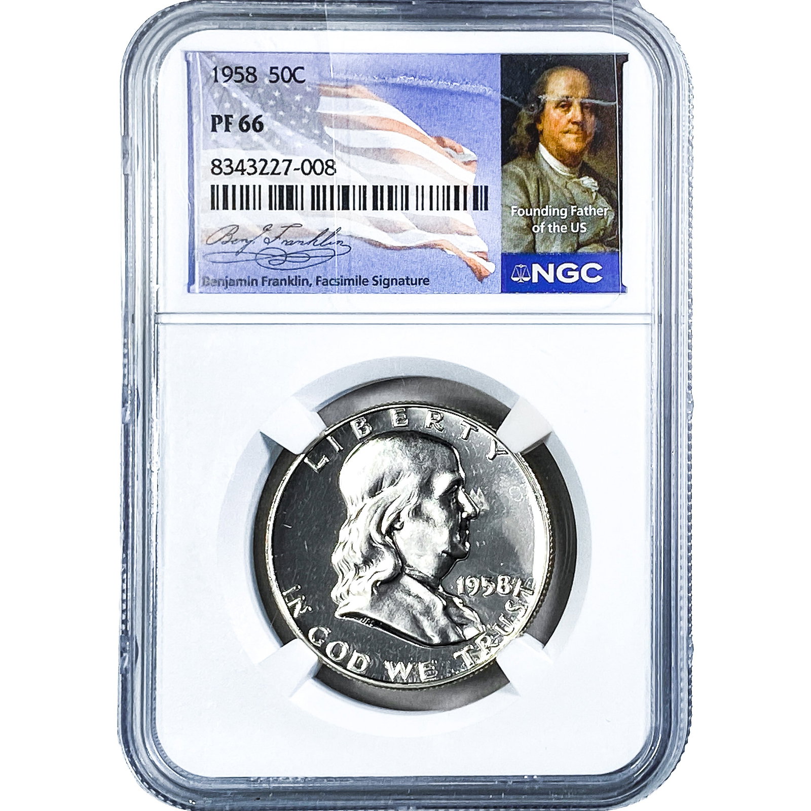1958 Franklin Half Dollar NGC PF66: 1958 Franklin Half Dollar NGC PF66