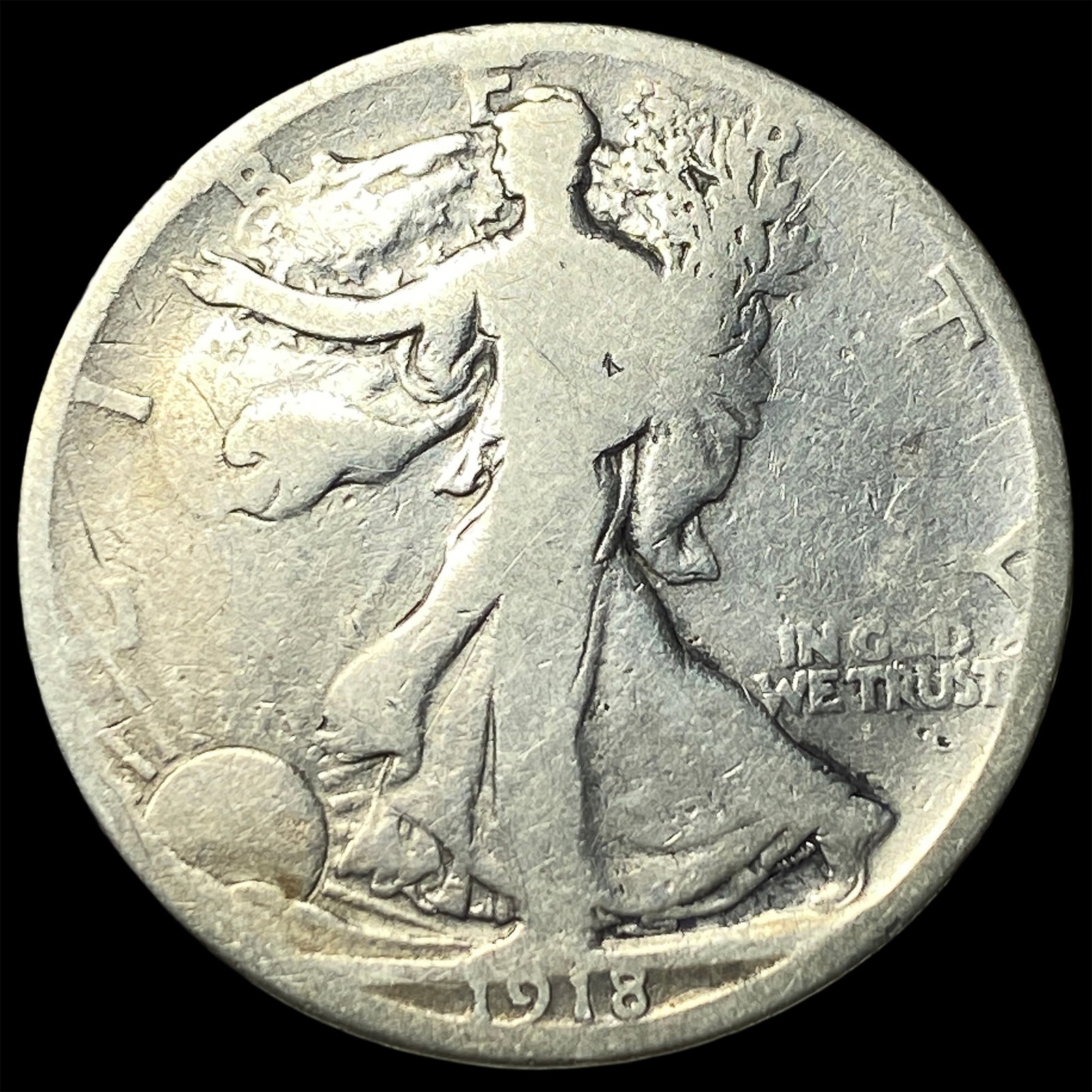 1918-D Walking Liberty Half Dollar LIGHTLY CIRCULATED: 1918-D Walking Liberty Half Dollar LIGHTLY CIRCULATED