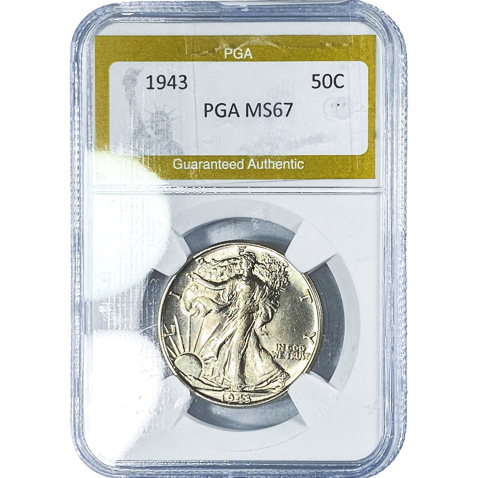 1943 Walking Liberty Half Dollar PGA MS67: 1943 Walking Liberty Half Dollar PGA MS67