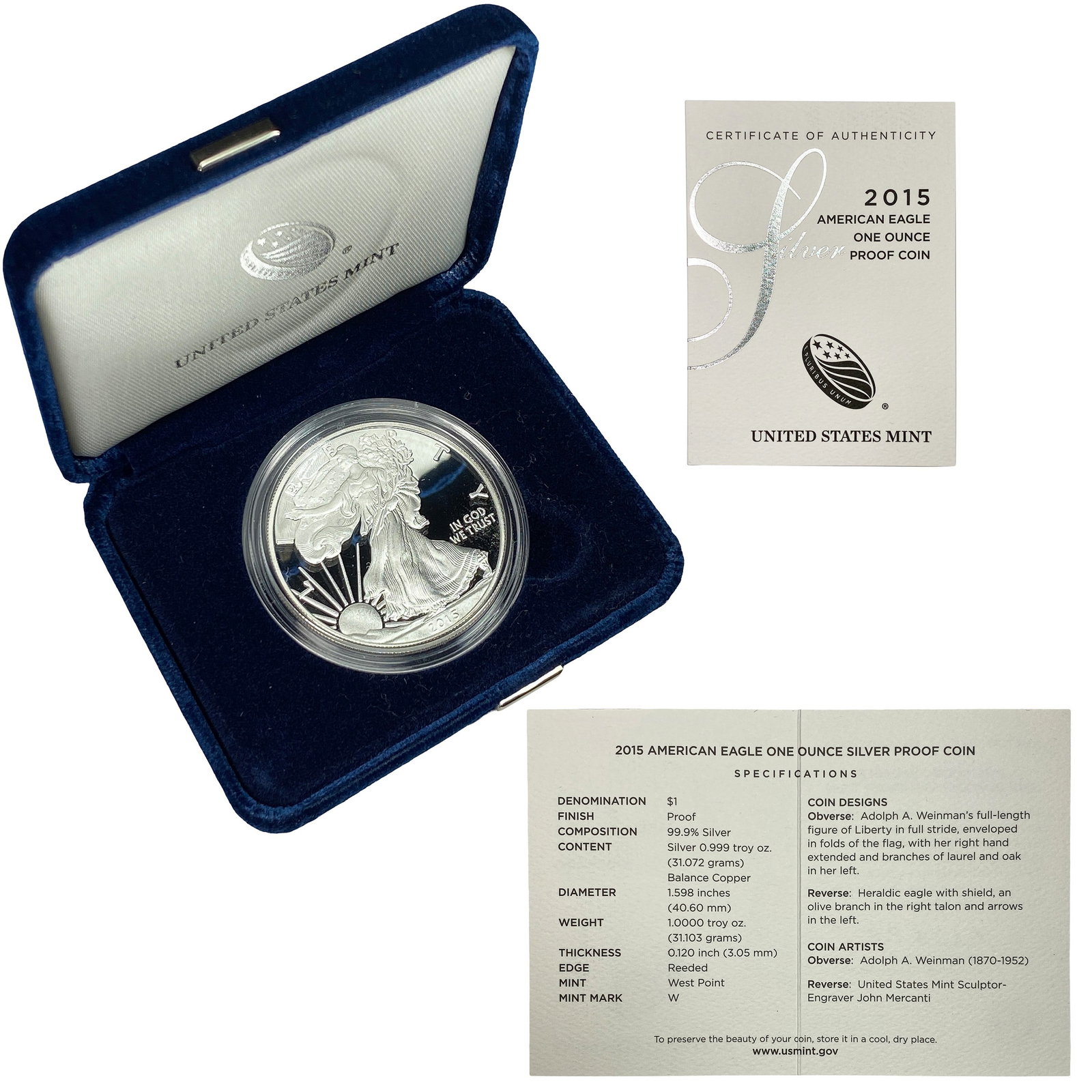 2015 American Eagle 1 oz Silver Proof Coin: 2015 American Eagle 1 oz Silver Proof Coin