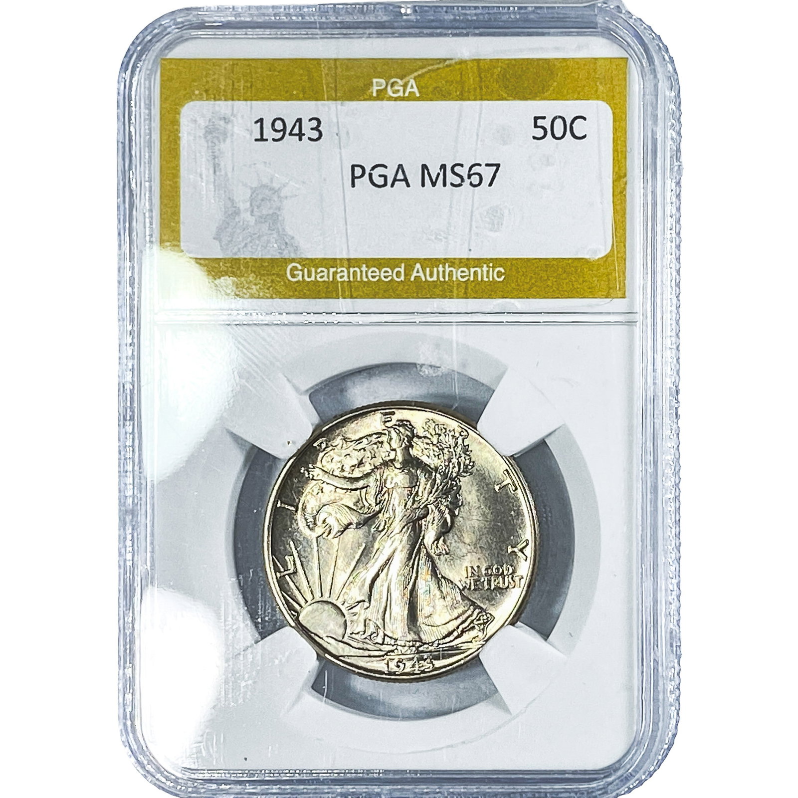 1943 Walking Liberty Half Dollar PGA MS67: 1943 Walking Liberty Half Dollar PGA MS67