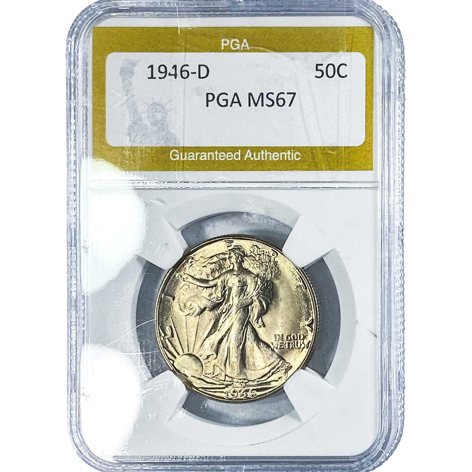 1946-D Walking Liberty Half Dollar PGA MS67: 1946-D Walking Liberty Half Dollar PGA MS67