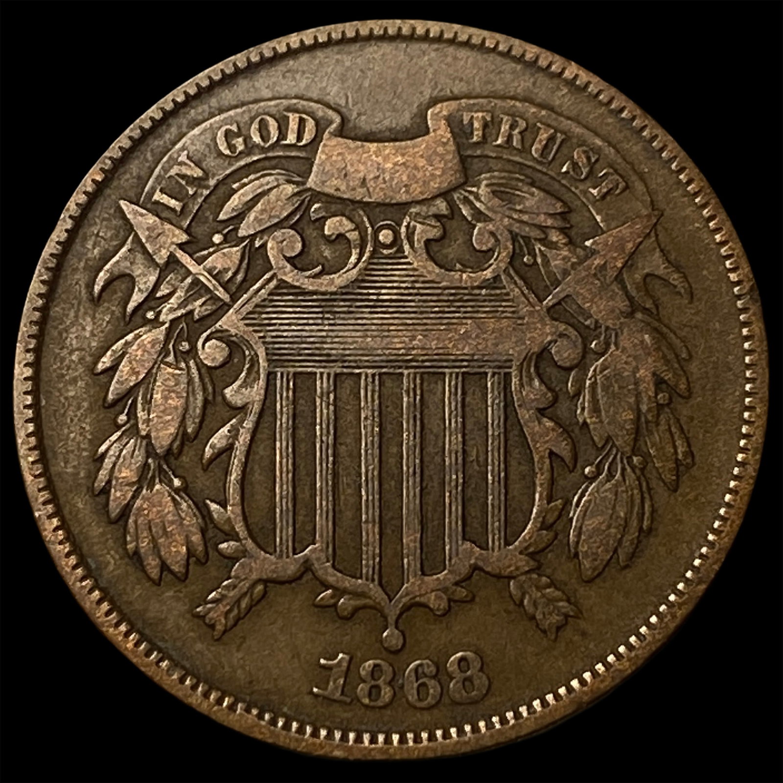 1868 Copper Two-Cent Piece LIGHTLY CIRCULATED (1 of 2)