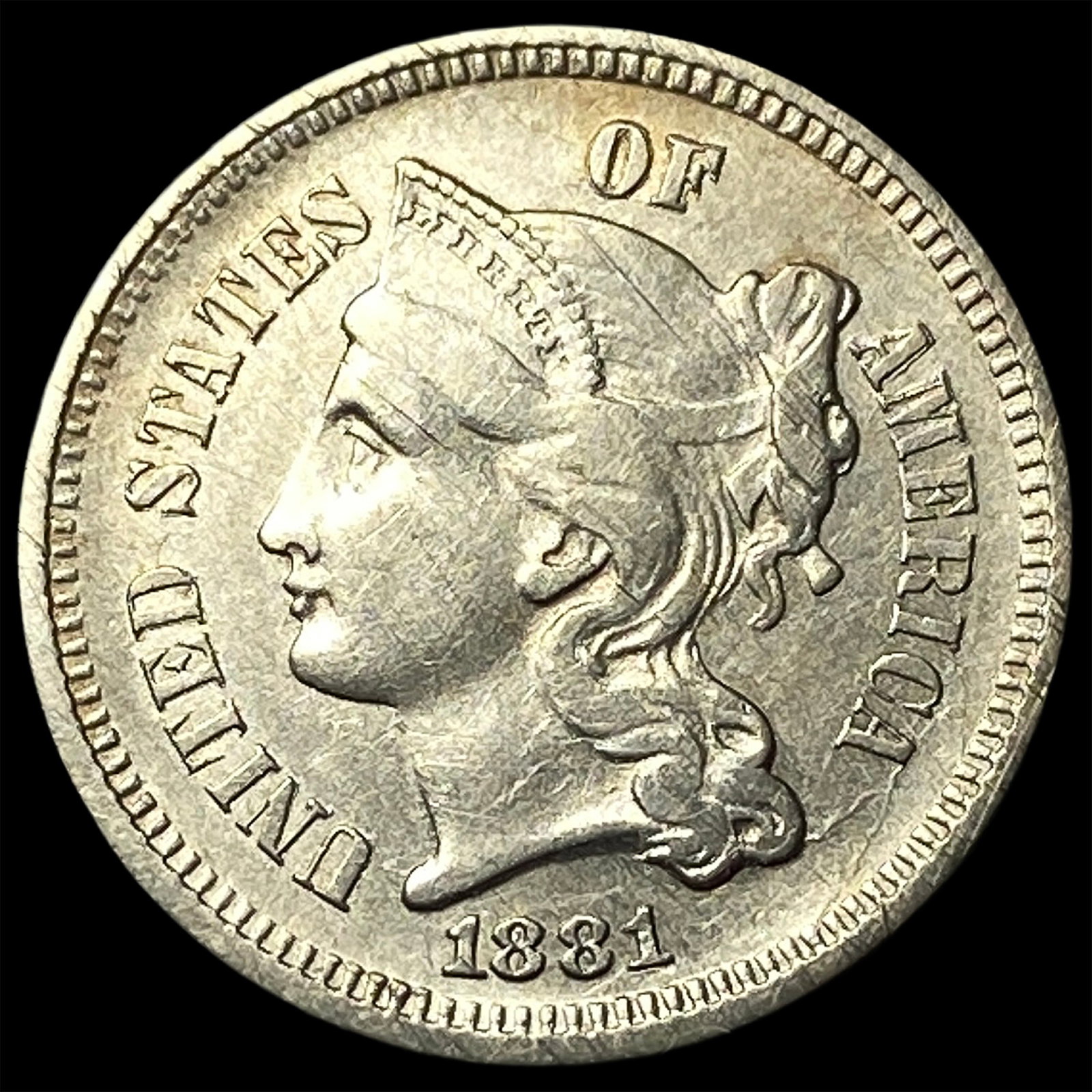 1881 Nickel Three-Cent Piece UNCIRCULATED (1 of 2)