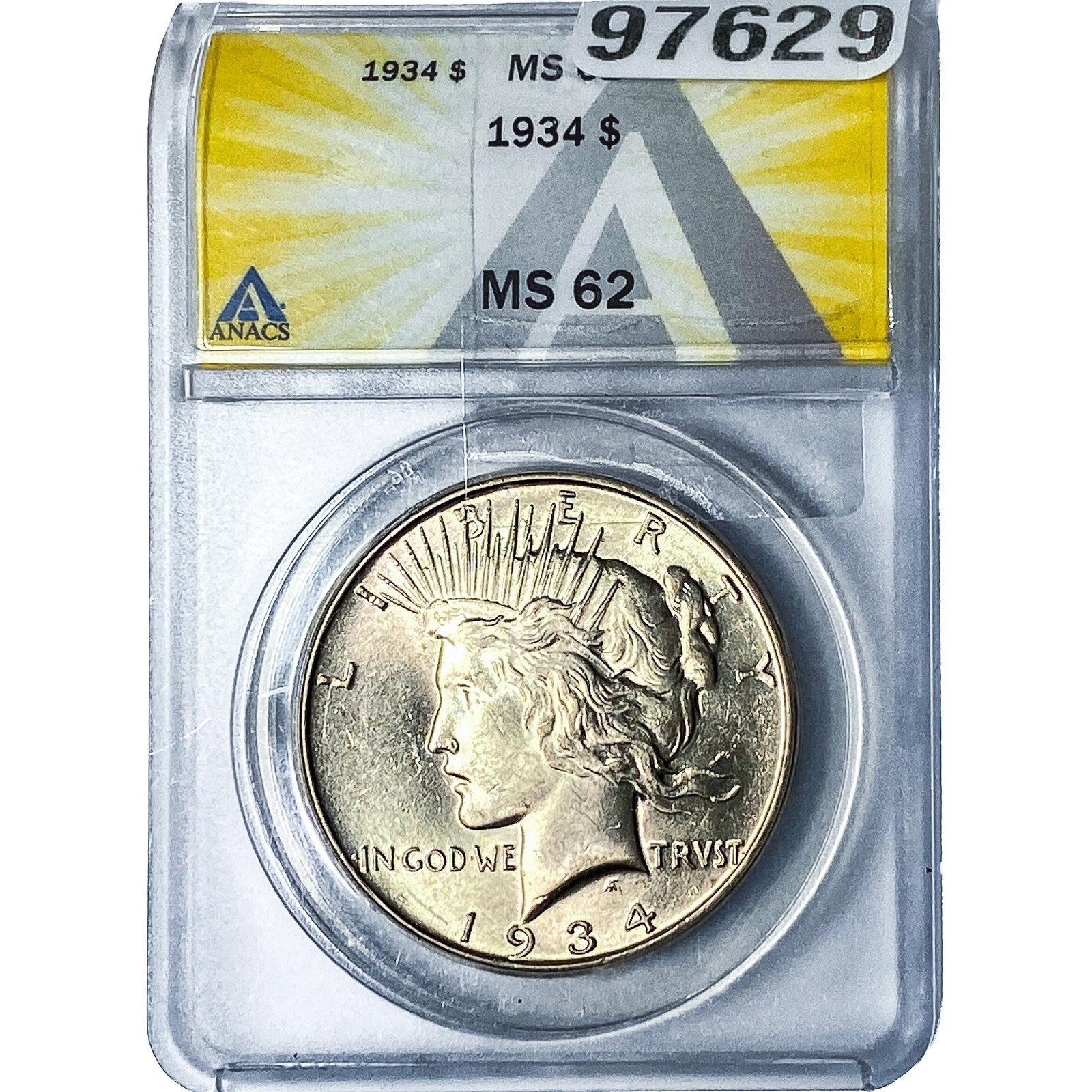 1934 Silver Peace Dollar ANACS MS62: 1934 Silver Peace Dollar ANACS MS62