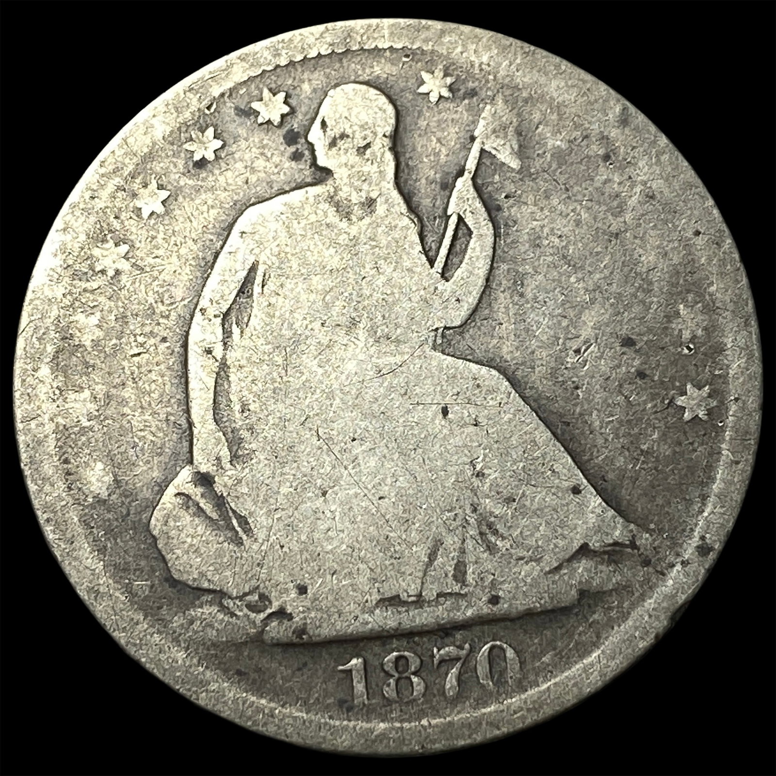 1870-S Silver Seated Liberty Half Dollar LIGHTLY CIRCULATED (1 of 2)