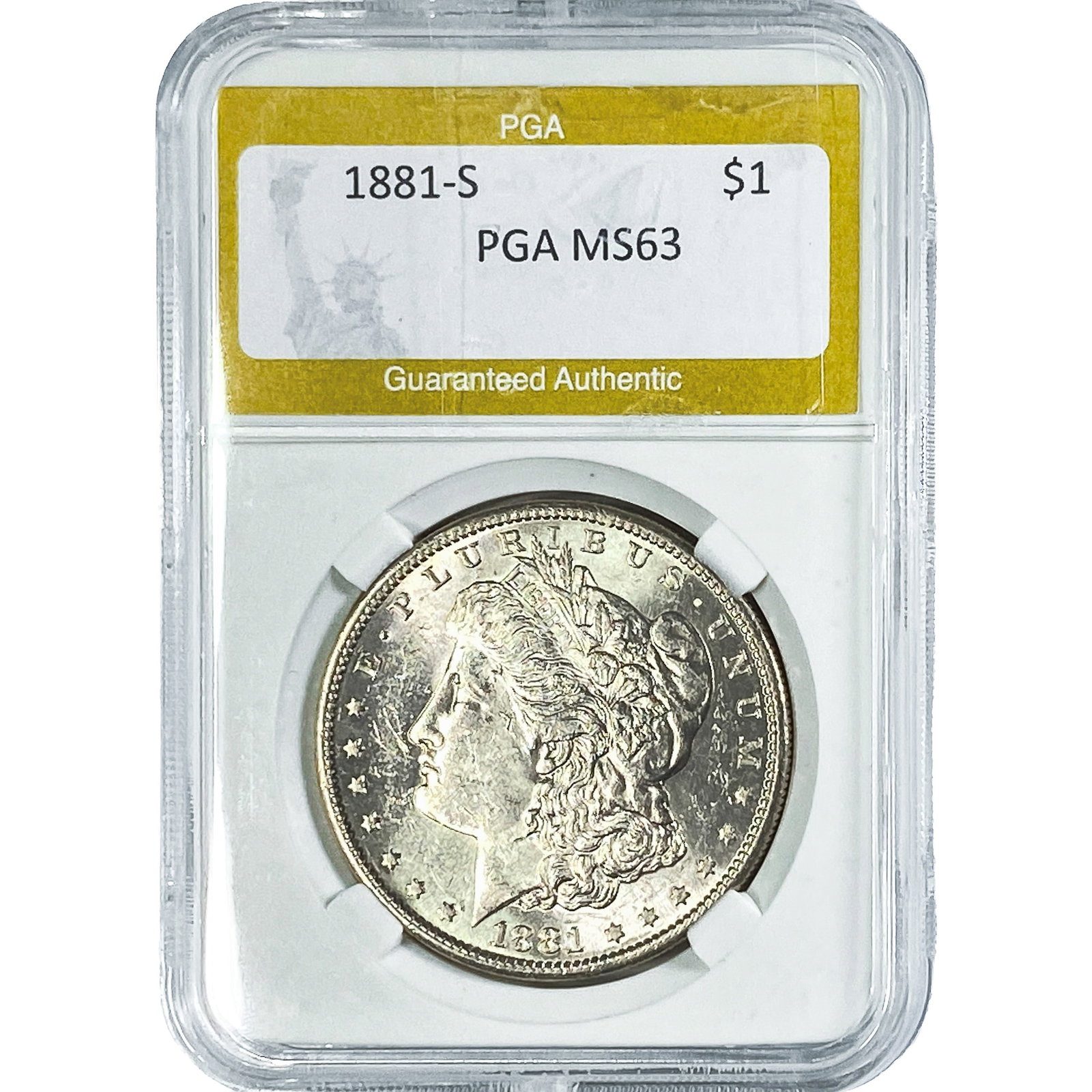 1881-S Morgan Silver Dollar PGA MS63: 1881-S Morgan Silver Dollar PGA MS63