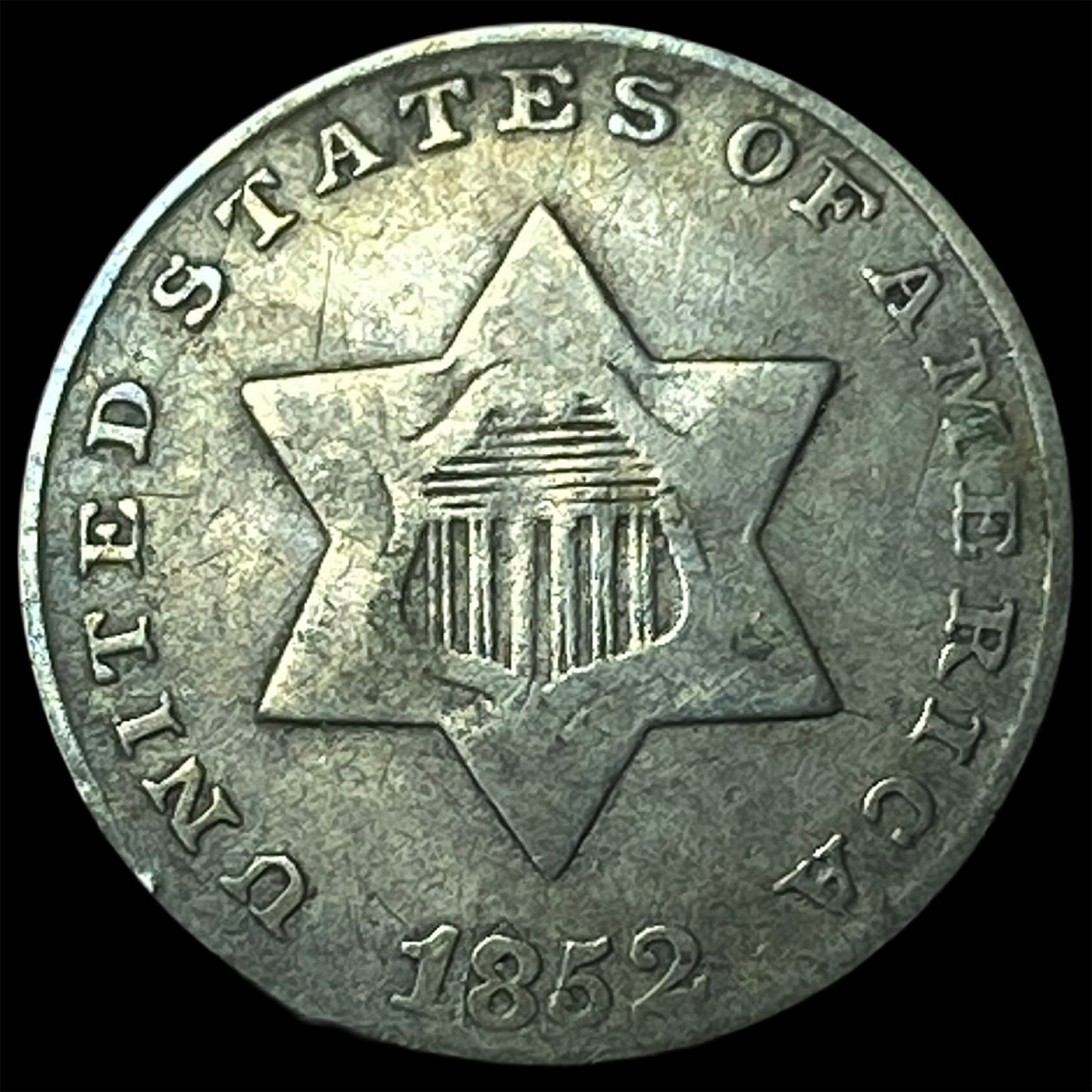 1852 Silver Three-Cent Piece NEARLY UNCIRCULATED: 1852 Silver Three-Cent Piece NEARLY UNCIRCULATED