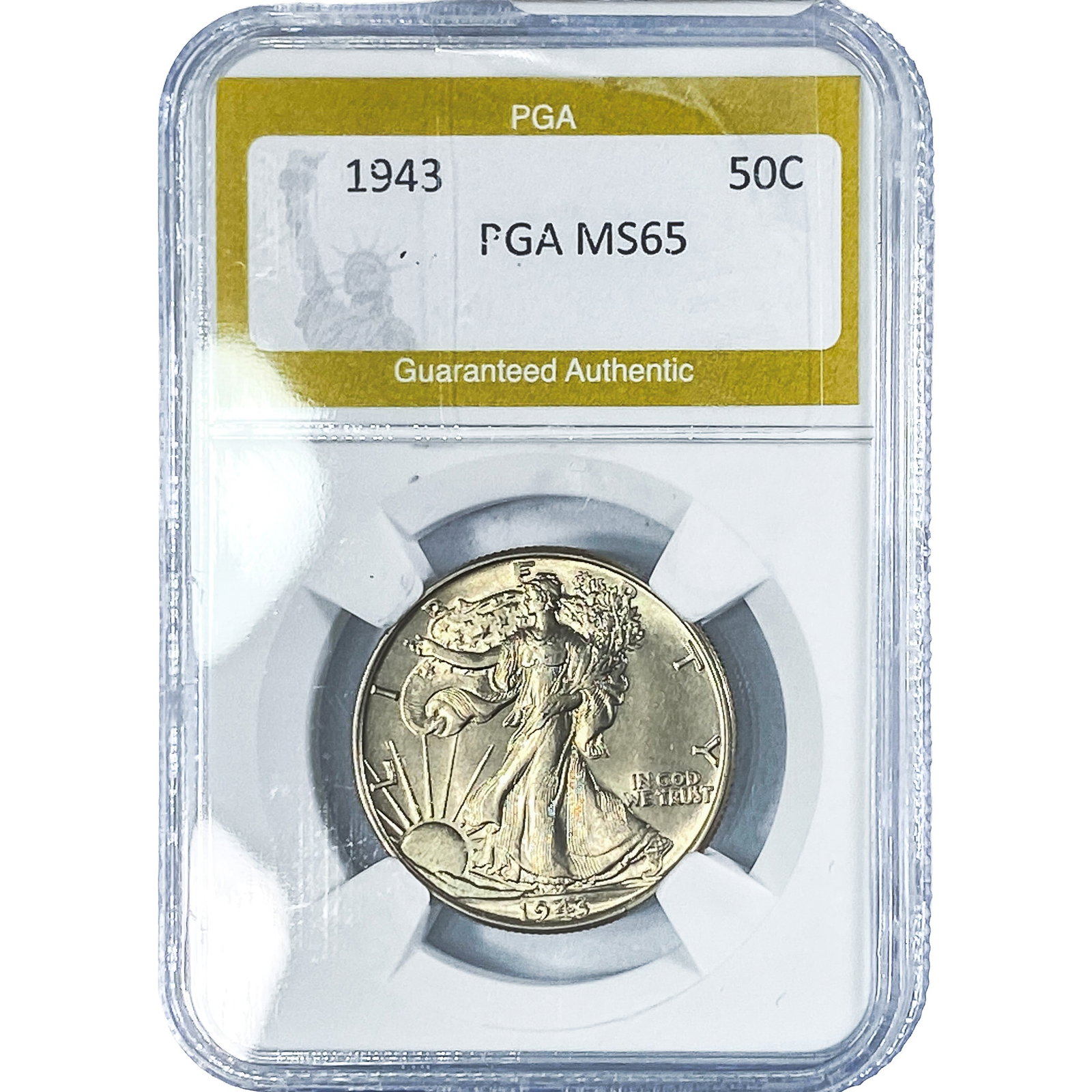 1943 Walking Liberty Half Dollar PGA MS65: 1943 Walking Liberty Half Dollar PGA MS65